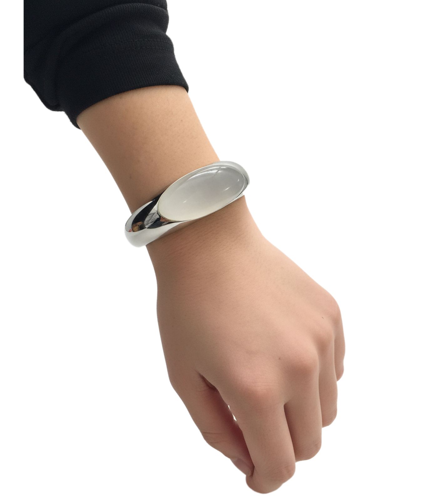 Calvin Klein Damen Armband mit oval geformtem Stein Edelstahl-Armband Arm-Schmuck Armreif KJ3QWD0201 Silber