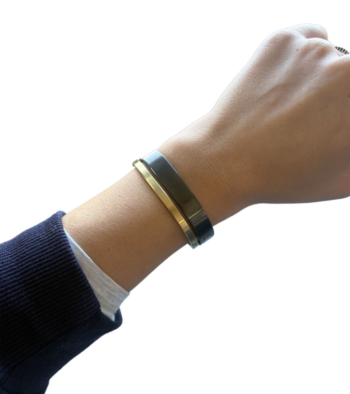 Calvin Klein Damen Armreif-Set im Zweiton-Design Edelstahl-Armband Schmuck KJ06JD2101 Dunkelgrau/Gold