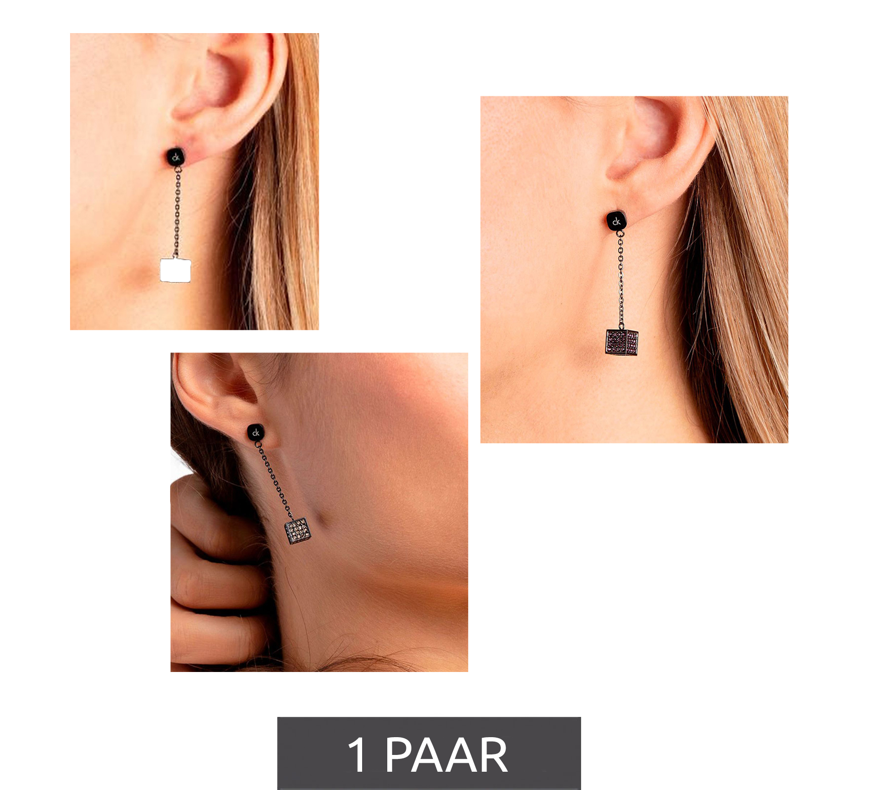 Calvin Klein Damen Ohrstecker mit Swarovski-Kristallen Edelstahl-Ohrringe Ohr-Schmuck Grau/Hellrosa, Grau/Rosa oder Grau/Gold
