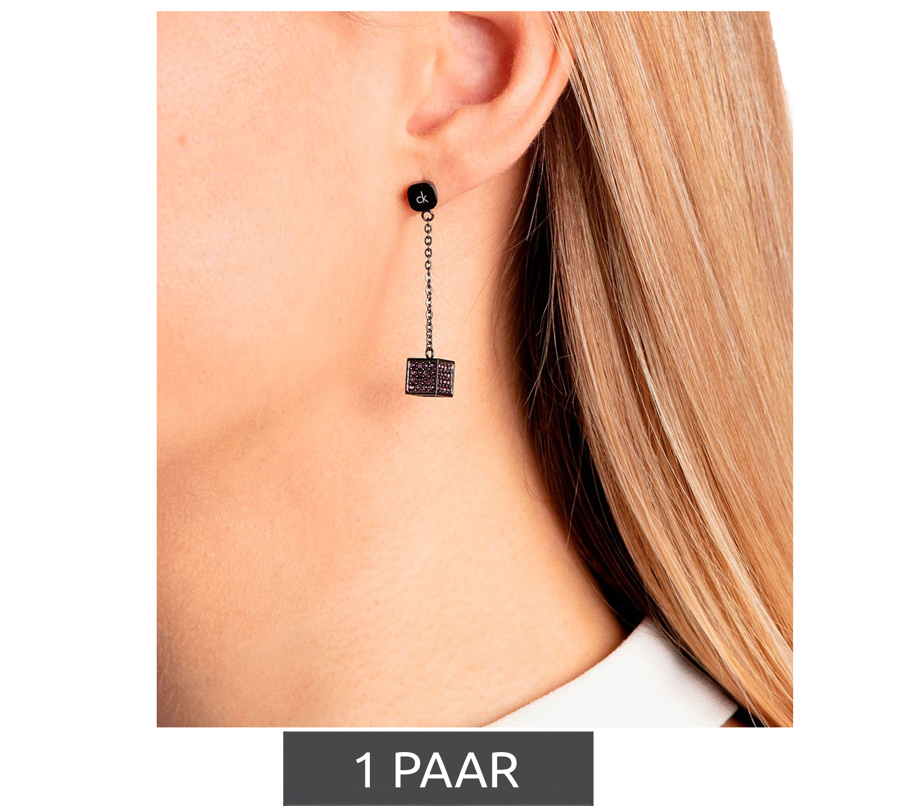 Calvin Klein Damen Ohrstecker mit Swarovski-Kristallen Edelstahl-Ohrringe Ohr-Schmuck KJ9CVE140100 Grau/Rosa