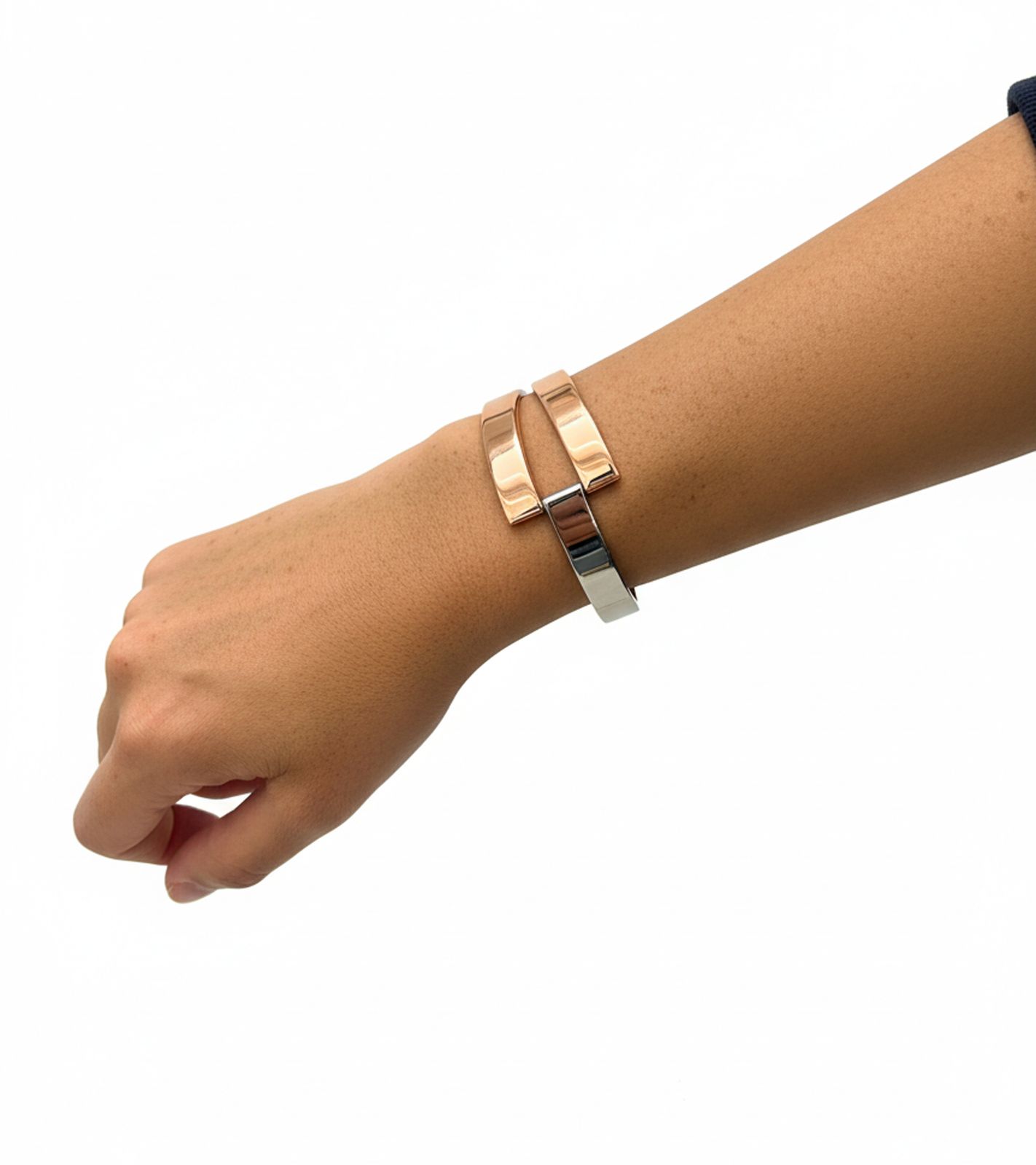 Calvin Klein Truly Damen Armreif im Zweiton-Design Edelstahl-Armband Schmuck KJ8JPF2001 Silber/Rosegold