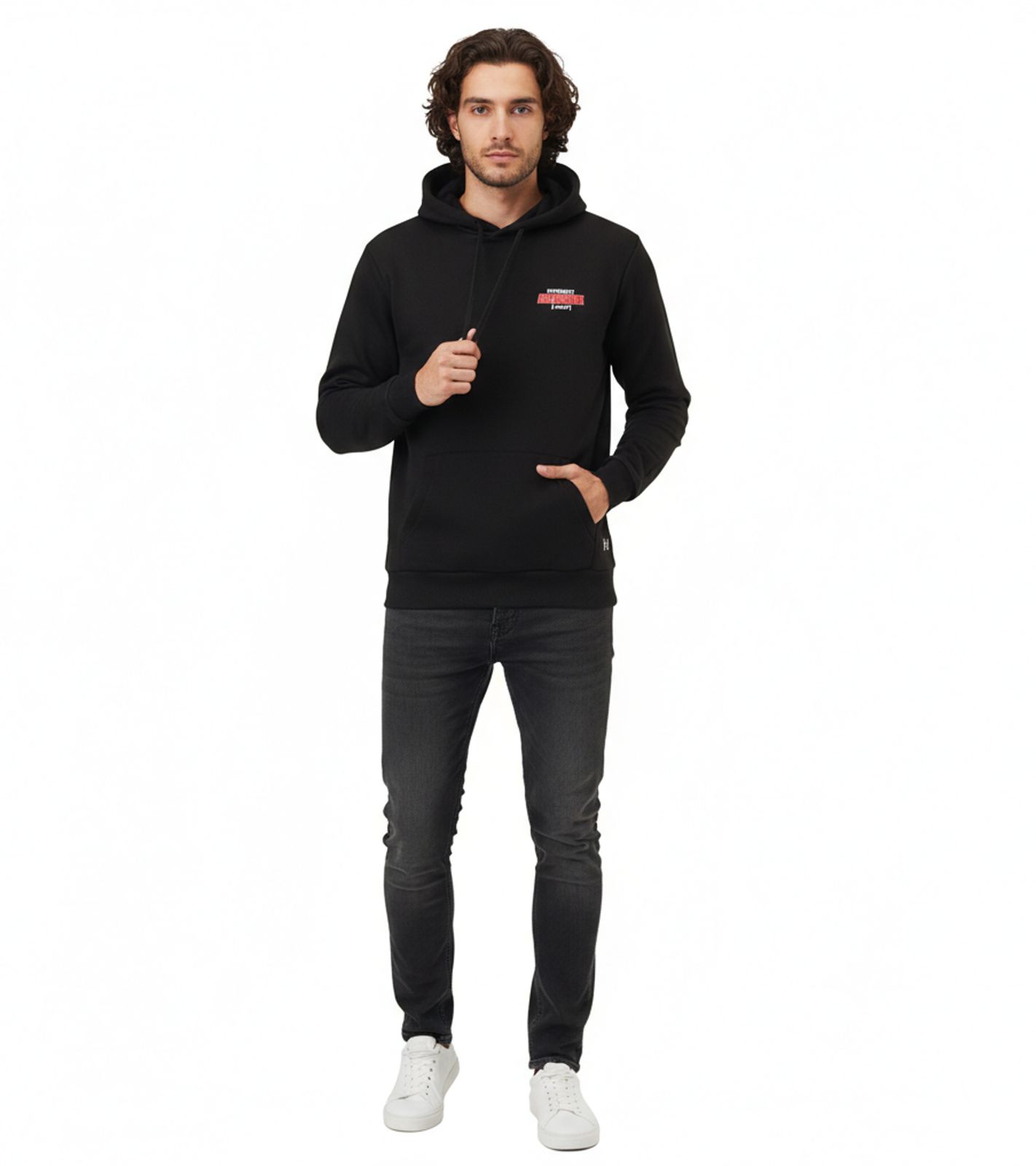 CAPSLAB X UFO Robot Grendizer Herren Kapuzen-Pullover mit Rücken-Print Baumwoll-Hoodie CL/GOL1/1/SW/GRE1 Schwarz