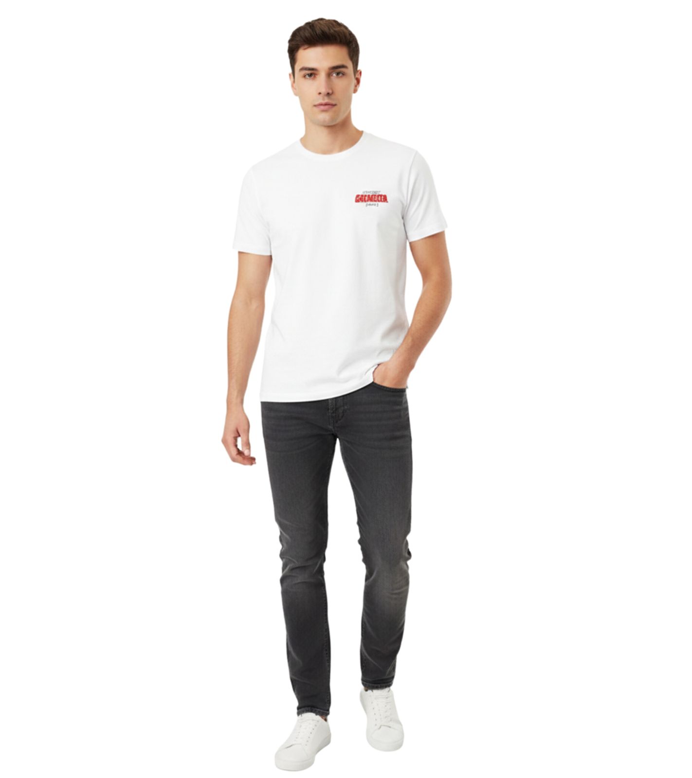 CAPSLAB X UFO Robot Grendizer Herren T-Shirt mit Rücken-Print Baumwoll-Shirt Rundhals-Shirt GL/GOL1/1/TSG/GRE1 Weiß
