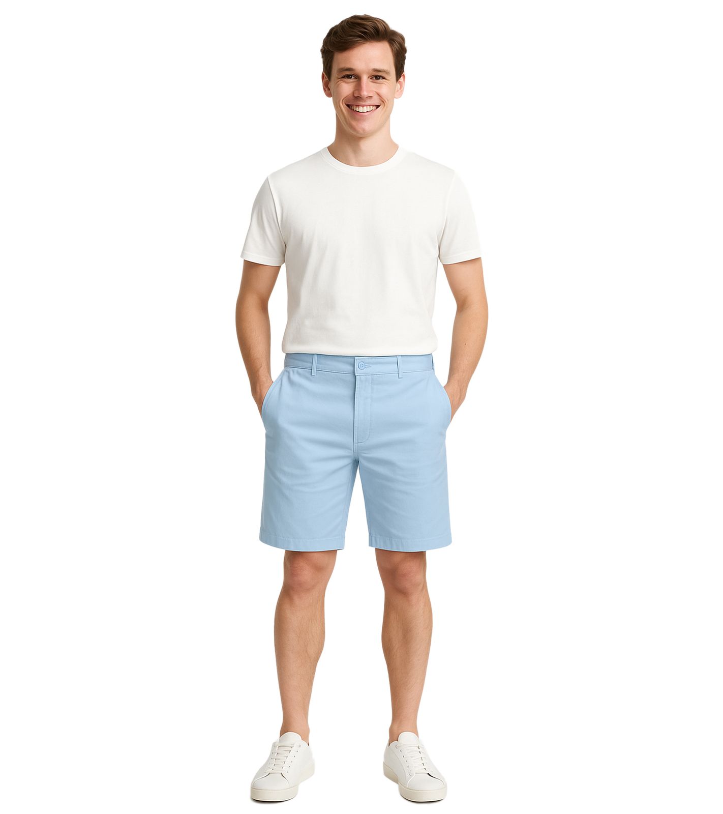 CASUAL FRIDAY Peterson Herren Freizeit-Bermuda Chino-Hose mit Leinen Baumwoll-Shorts kurze Hose 20504682 154030 Blau