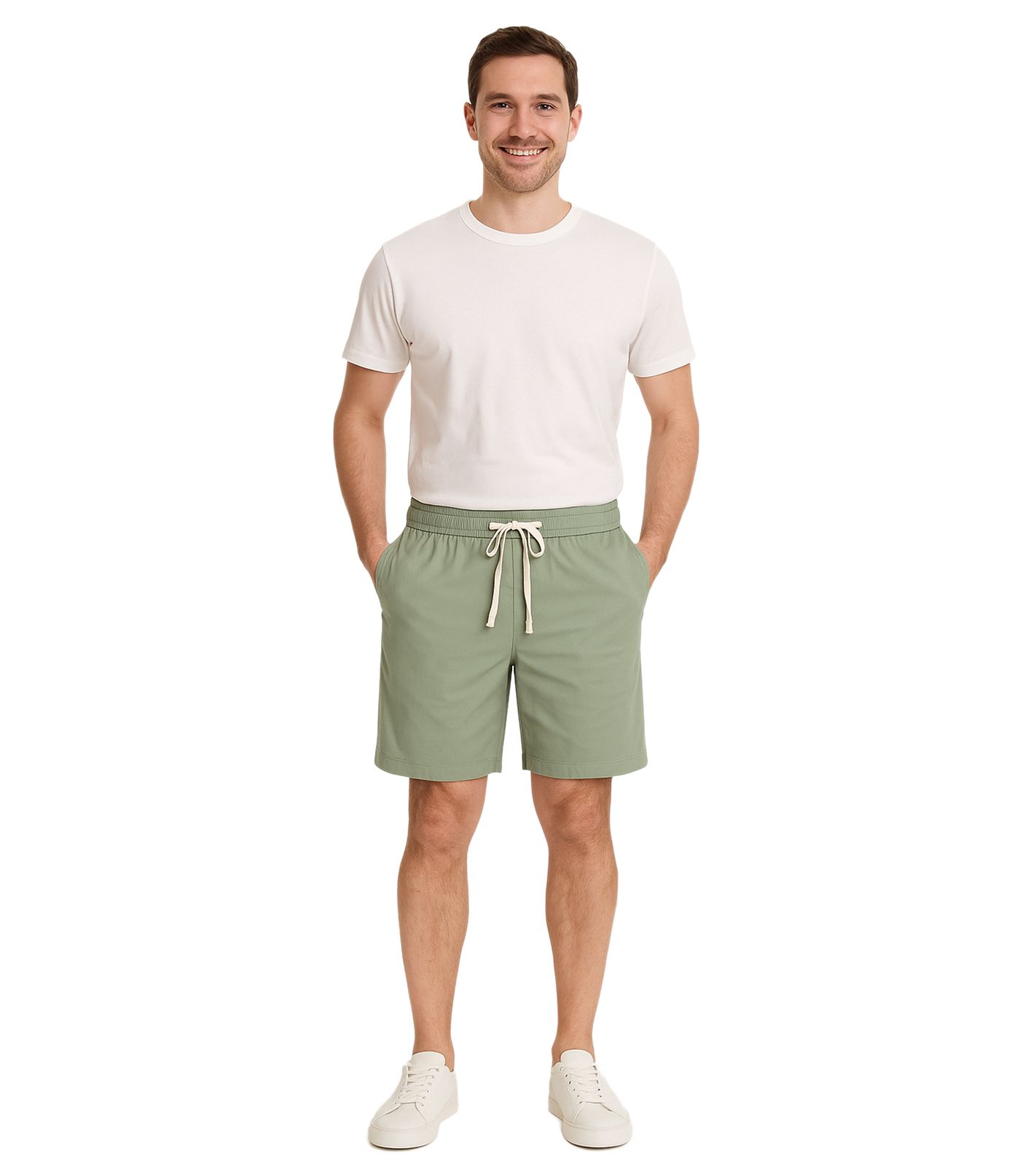 CASUAL FRIDAY Sigge Herren Freizeit-Bermuda Chino-Hose mit Gummibund Baumwoll-Shorts kurze Hose 20505130 185806 Grün