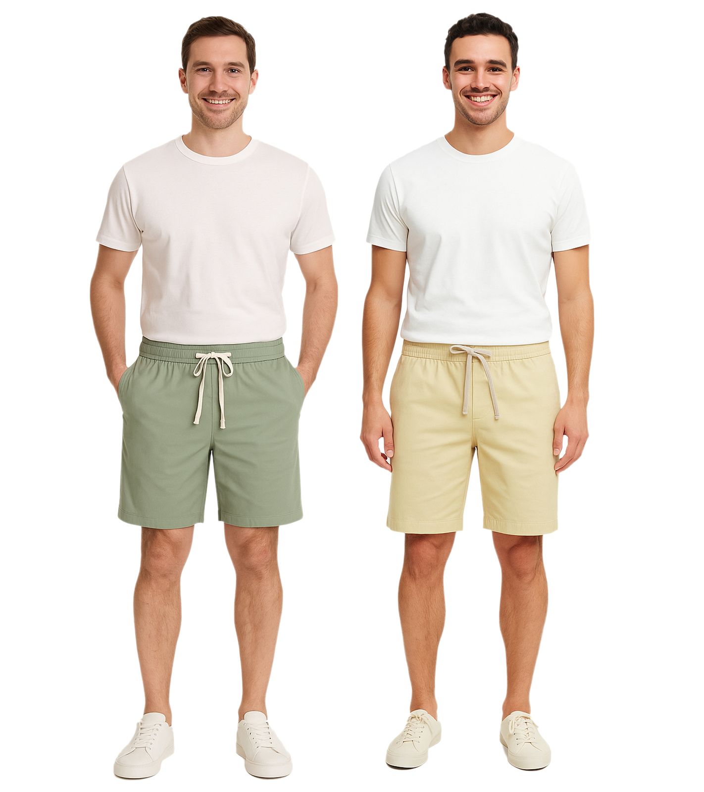 CASUAL FRIDAY Sigge Herren Freizeit-Bermuda Chino-Hose mit Gummibund Baumwoll-Shorts kurze Hose 20505130 in Grün oder Beige