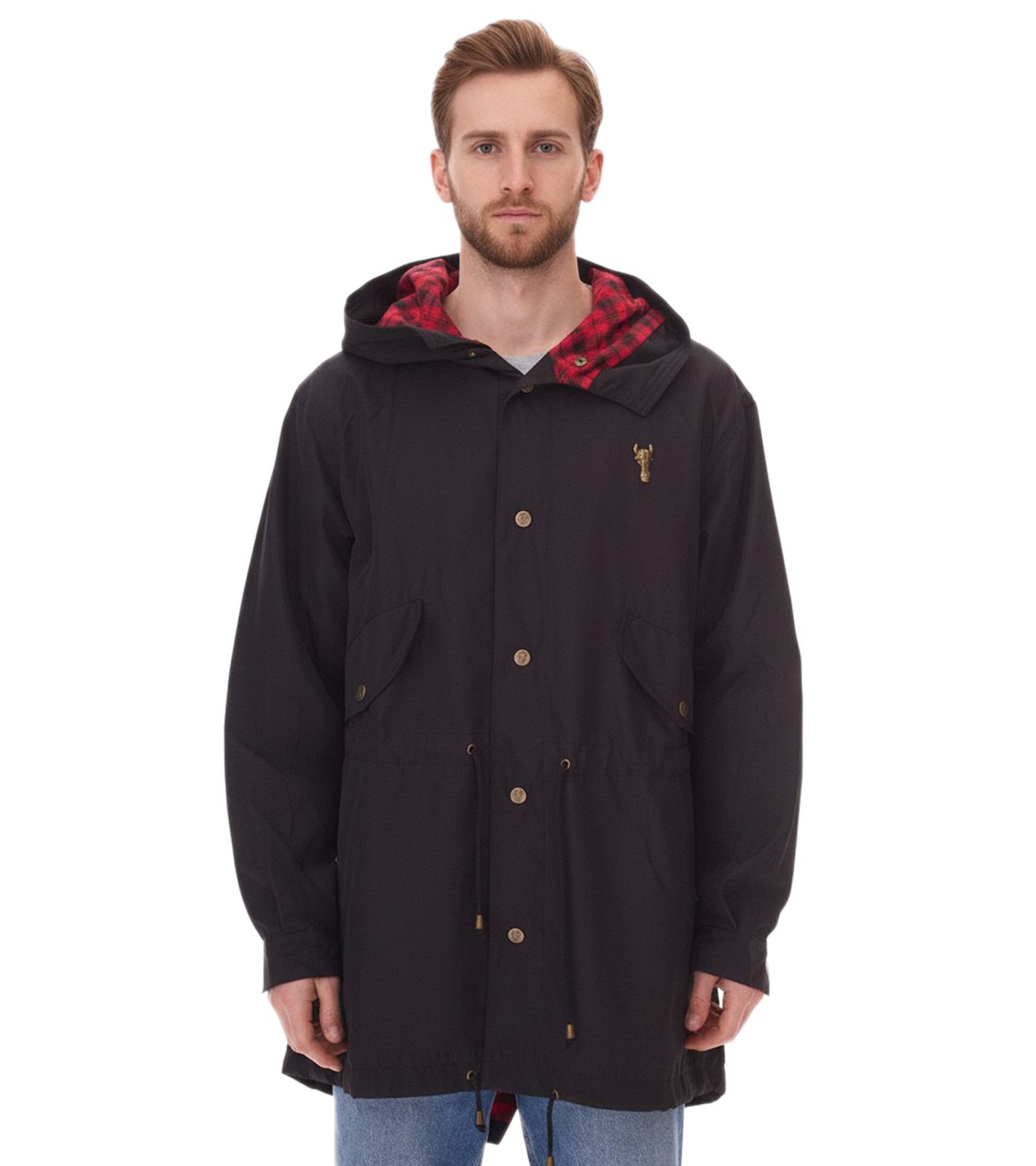 Cavallo de Ferro Herren Parka Herbst-Jacke mit Kapuze Übergangs-Jacke CSJA002 Schwarz