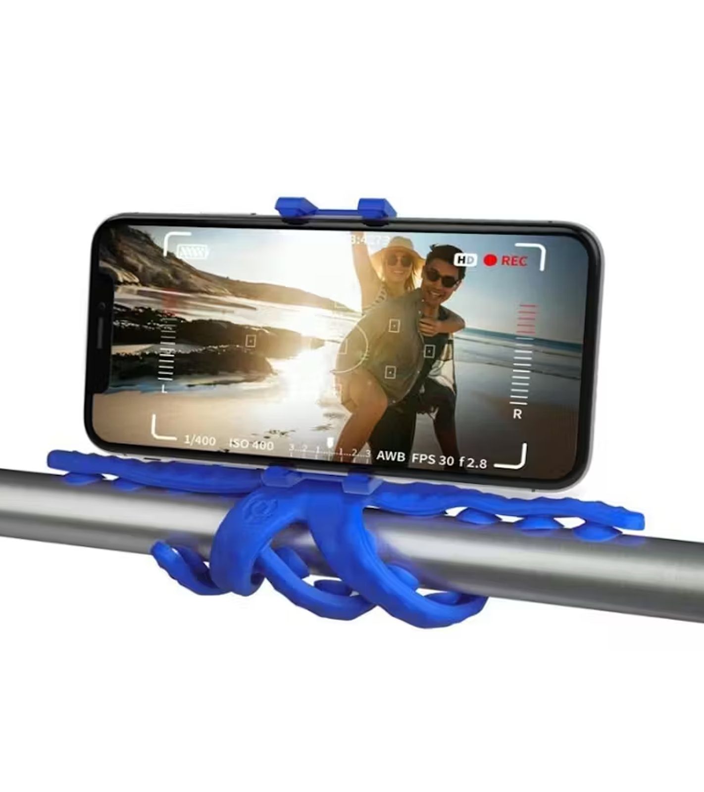 Celly Squiddy Multifunktions-Universal-Halterung für Handy und Kameras mit verstellbarer Klemme Mini-Stativ Blau