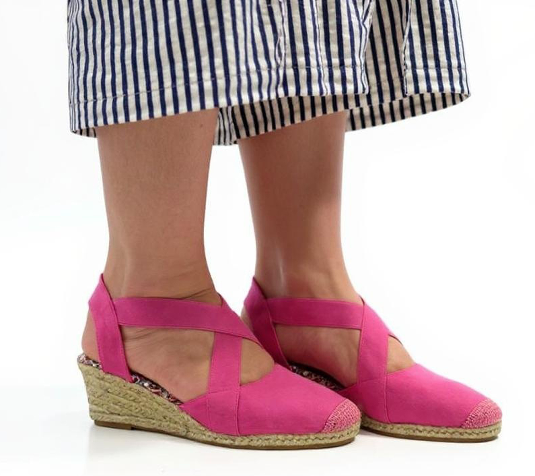 Citywalk Wedges Damen Keilabsatz-Sandalen mit Gummizug Espadrilles 11007623 Pink