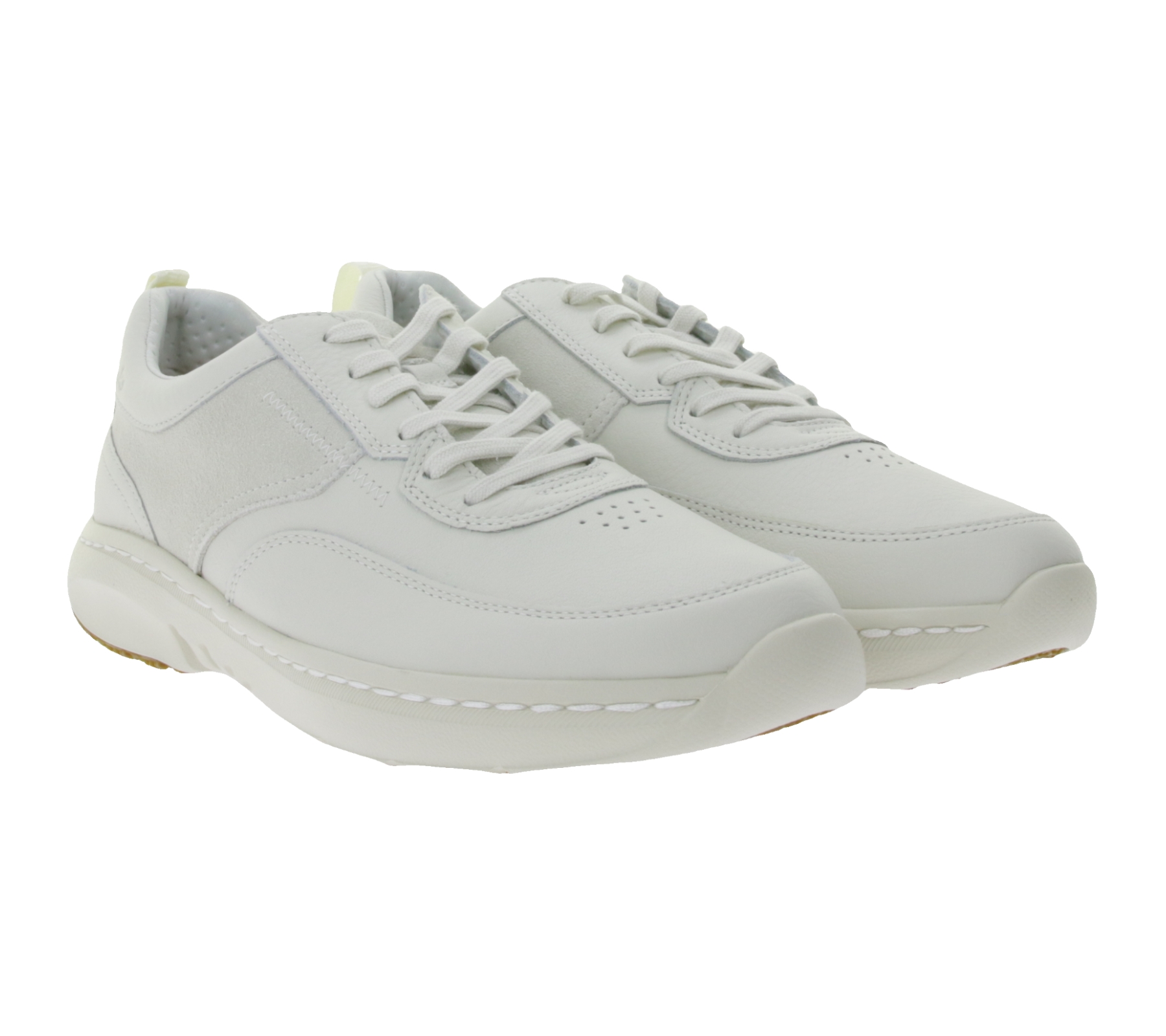 Clarks Pro Lace Herren Echtleder-Schuhe Freizeit-Schuhe Schnür-Schuhe Sneaker 26176862 7 Creme-Weiß