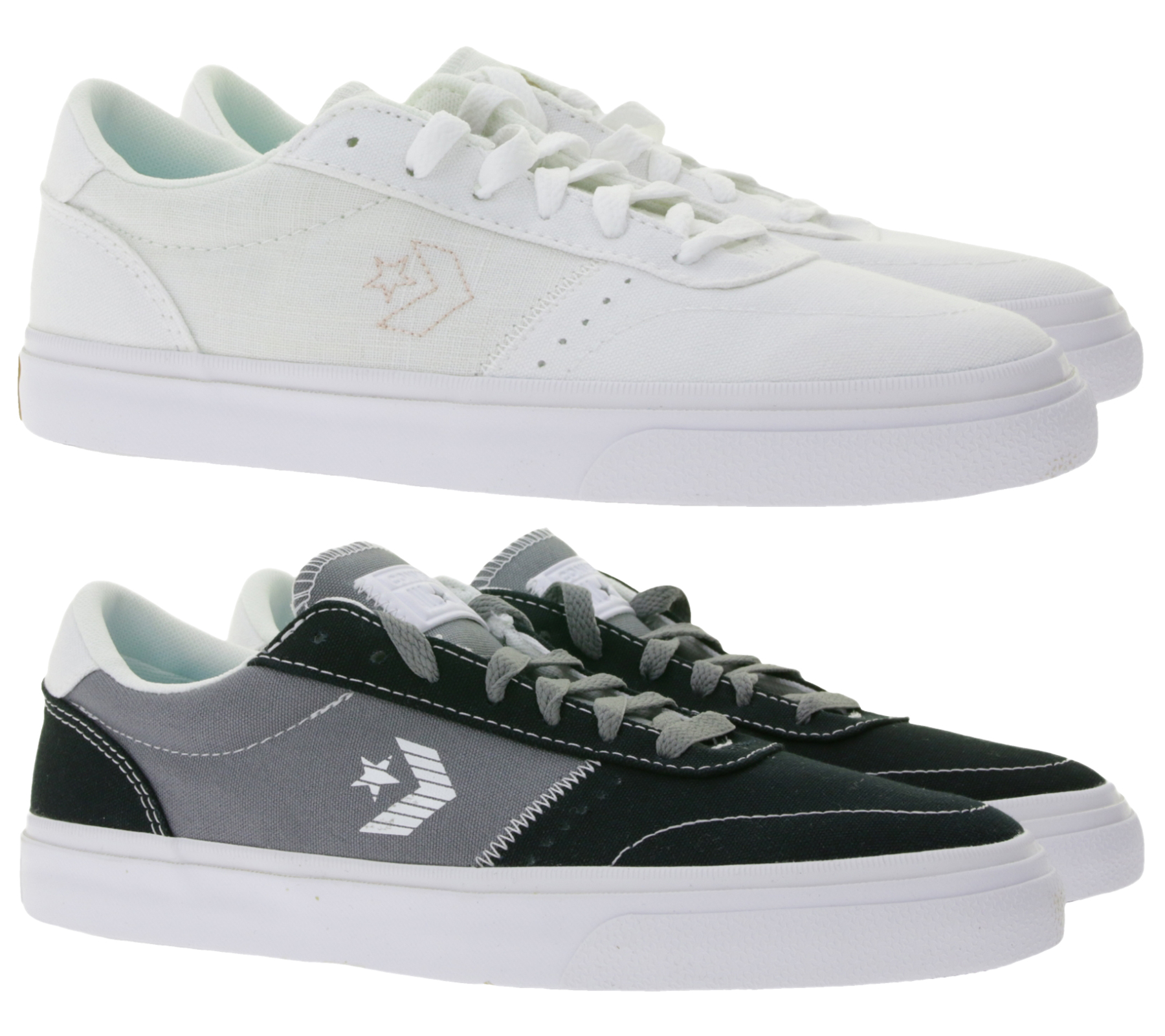 Converse BOULEVARD Low Top Sneaker mit SmartFOAM-Einlegesohle Skater-Schuhe für Damen in Weiß oder für Herren in Schwarz/Grau