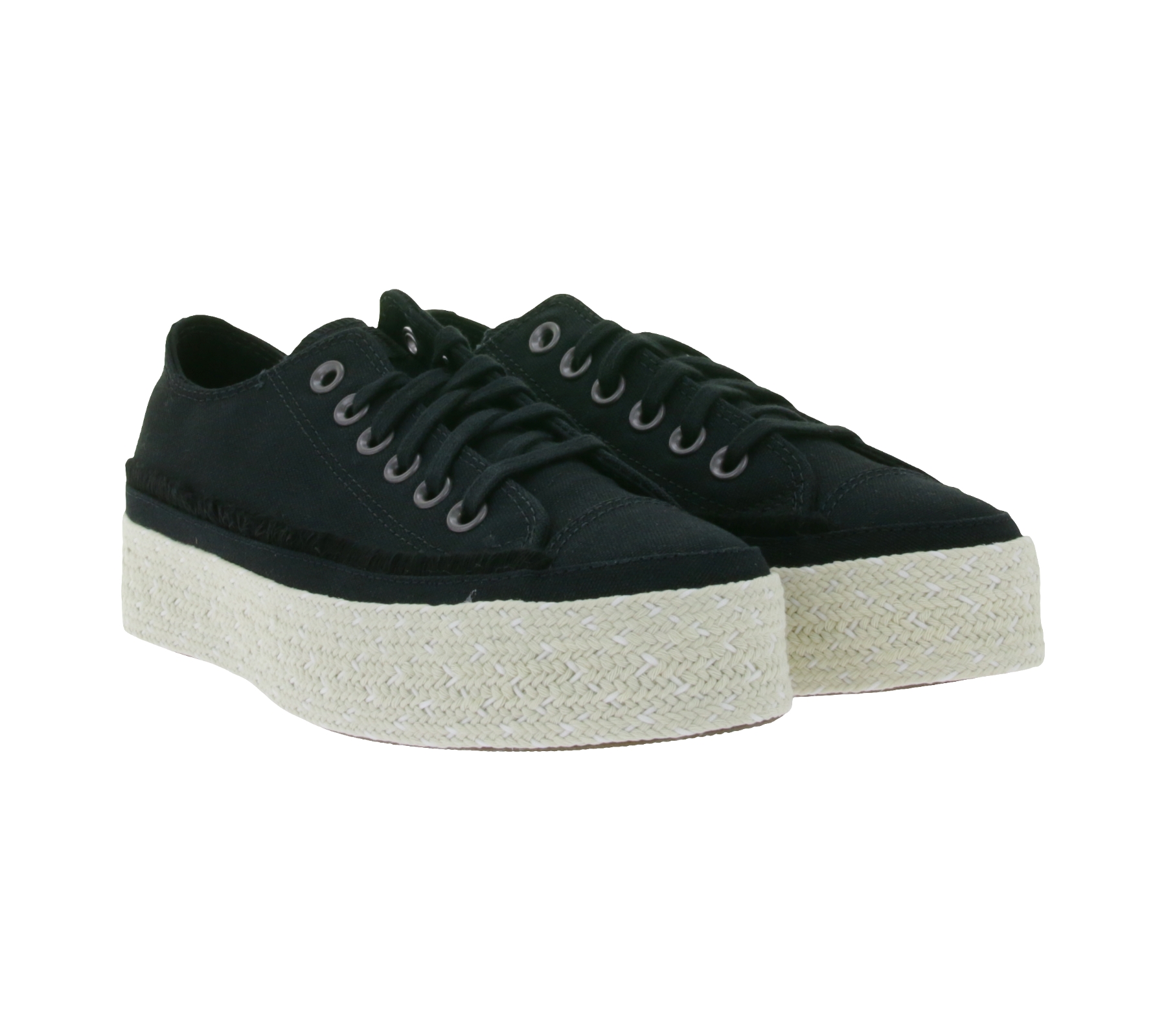 Converse Chuck Taylor All Star Espadrille Damen Chucks mit gestrickter Jute-Mittelsohle Low Top Schuhe 567685C Schwarz