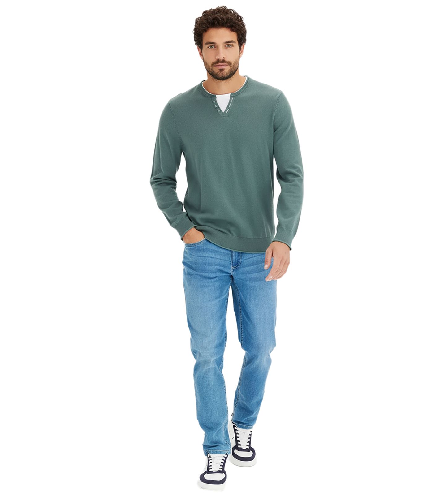 Coole Herren Tapered Fit Stretch-Jeans Denim-Hose im 5-Pocket-Style Baumwoll-Jeans 920191 Blau