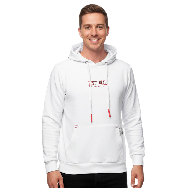 Cooler Kapuzen-Sweater für Herren Hoodie mit lässiger Kängurutasche Pullover Sweatshirt 19152 Weiß