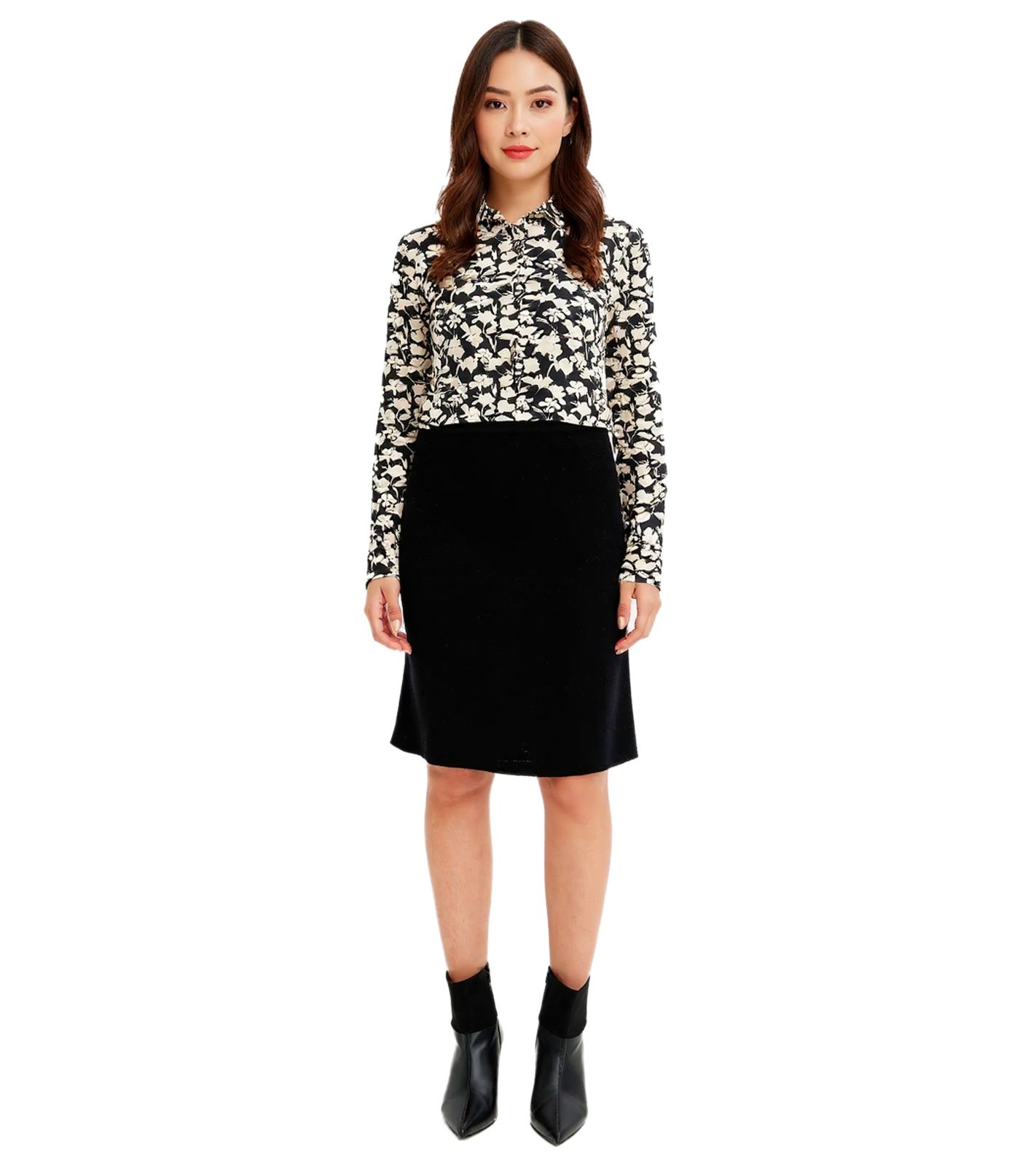 Damen ausgestellter Midi-Rock stylischer Strick-Rock 970081 Schwarz