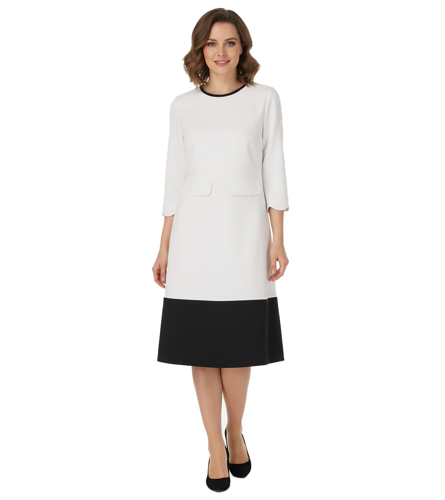 Damen Sommer-Kleid Jersey-Kleid mit Reißverschluss Mini-Kleid 960734 Weiß