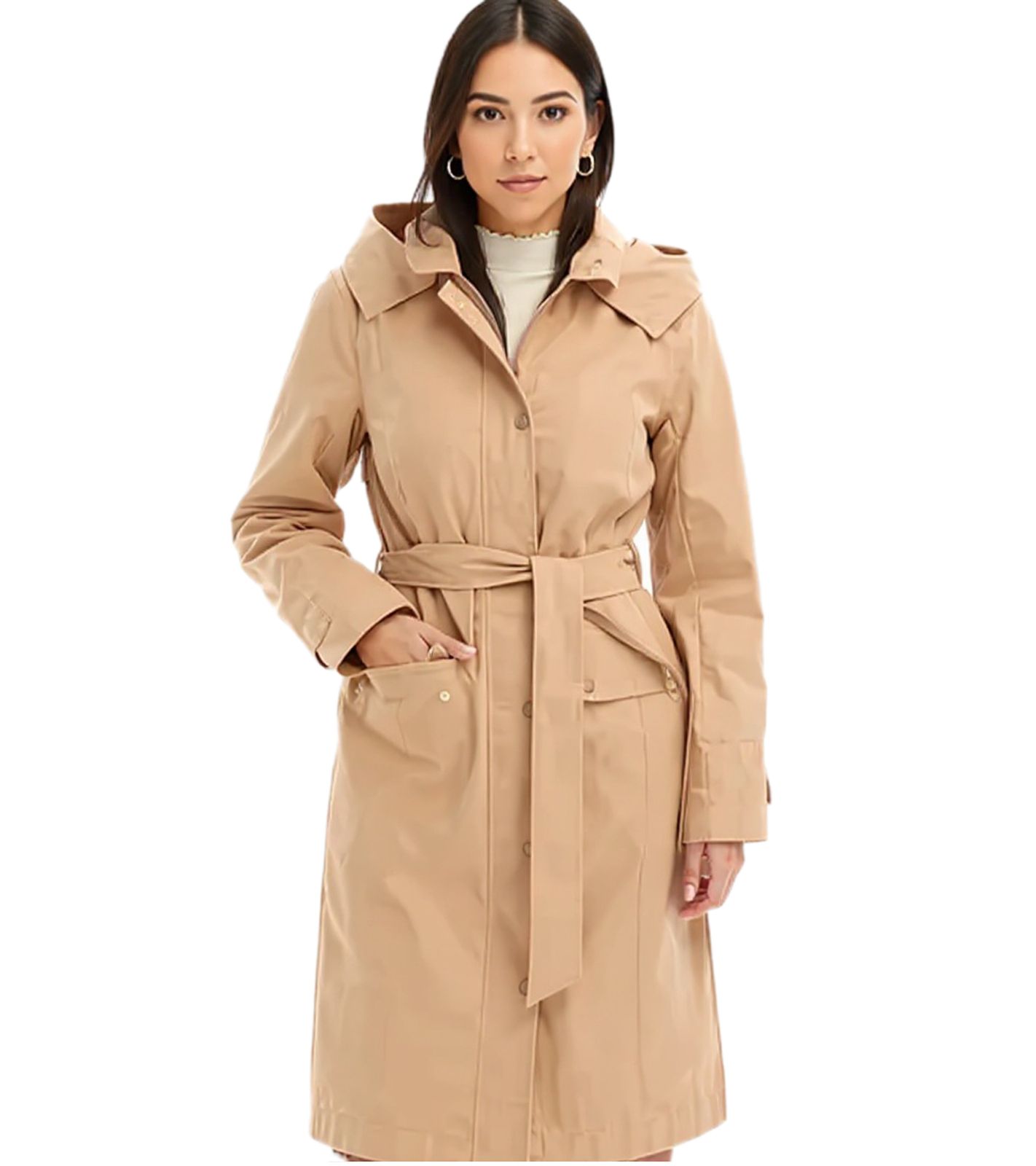 Damen zeitloser Parka-Mantel mit Kapuze Herbst-Mantel Baumwoll-Jacke 927540 Beige