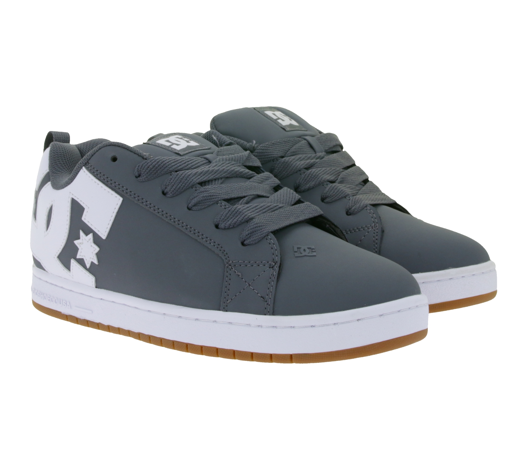 DC Court Graffik Herren Low Top Sneaker Skate-Schuhe mit Belüftungslöcher Echtleder-Schuhe 300529 Grau
