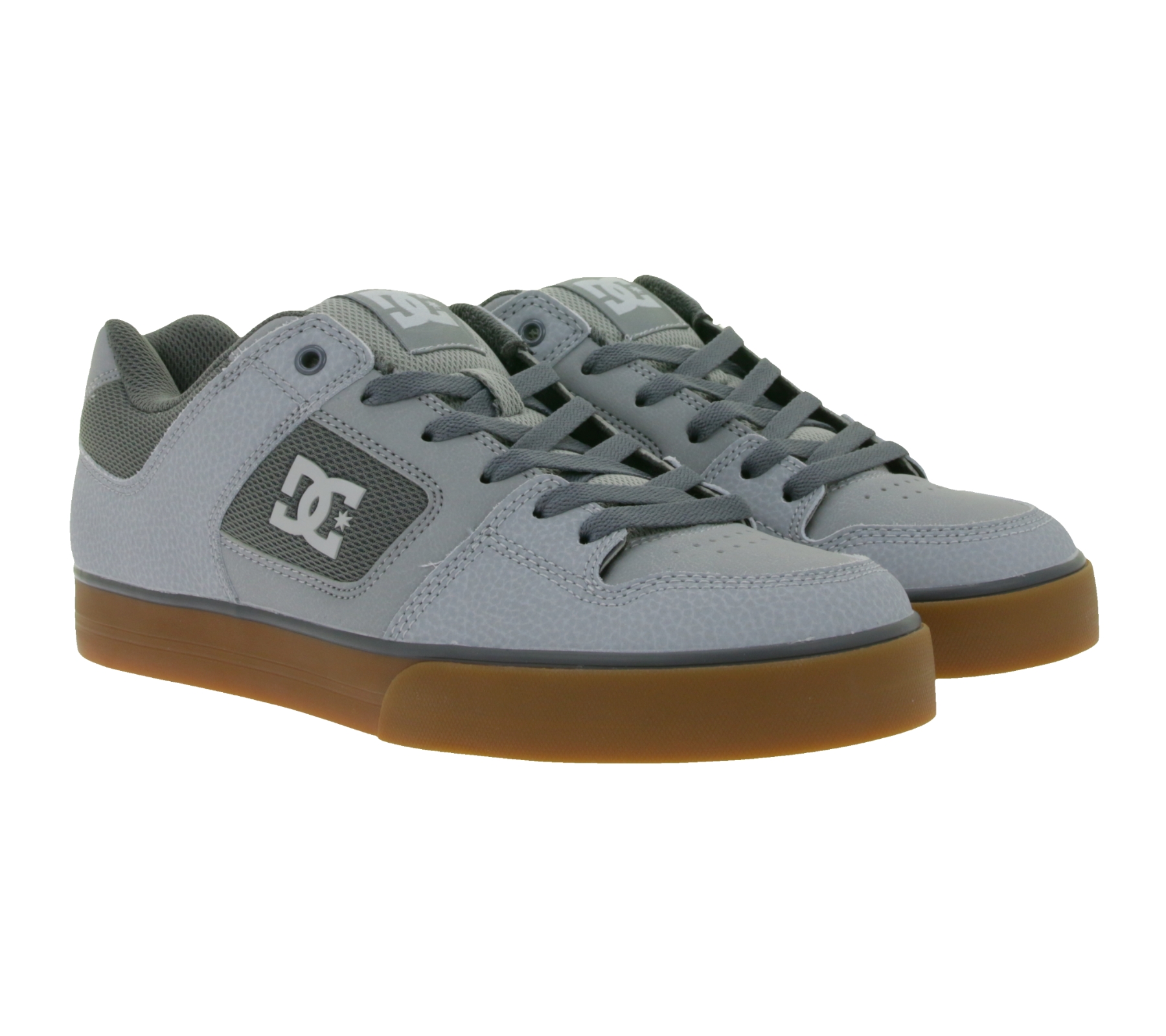 DC Pure Herren Low Top Sneaker mit Mesh-Innenmaterial Echtleder-Schuhe 300660 Grau