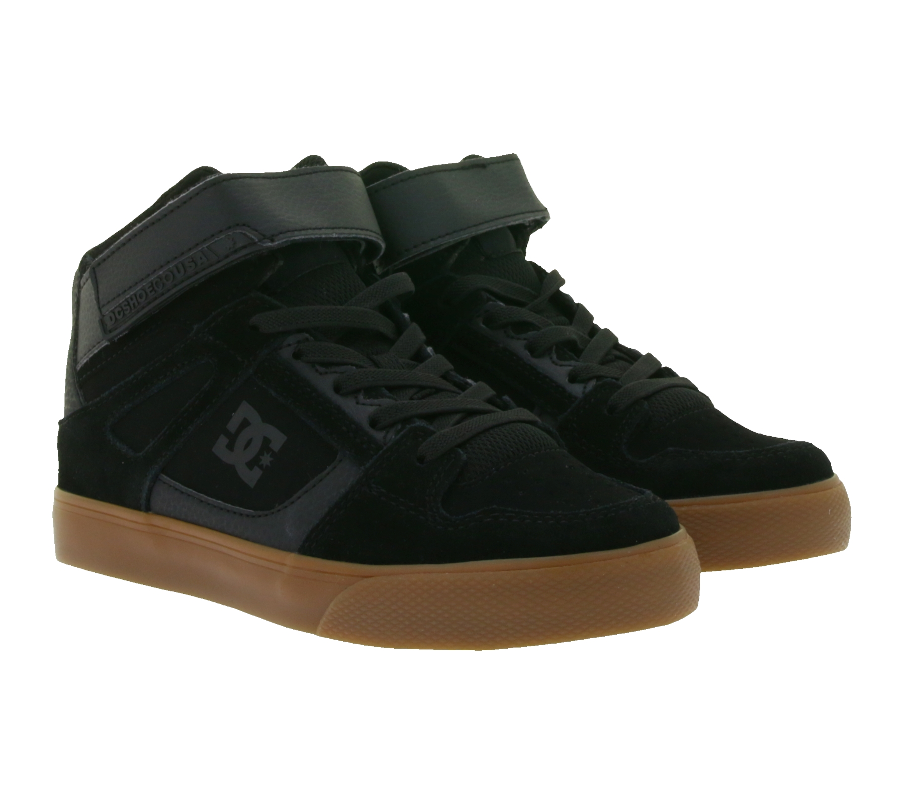 DC Pure High-Top EV Kinder Mid-Top Sneaker Skate-Schuhe mit Belüftungslöcher Echtleder-Schuhe ADBS300324 Schwarz