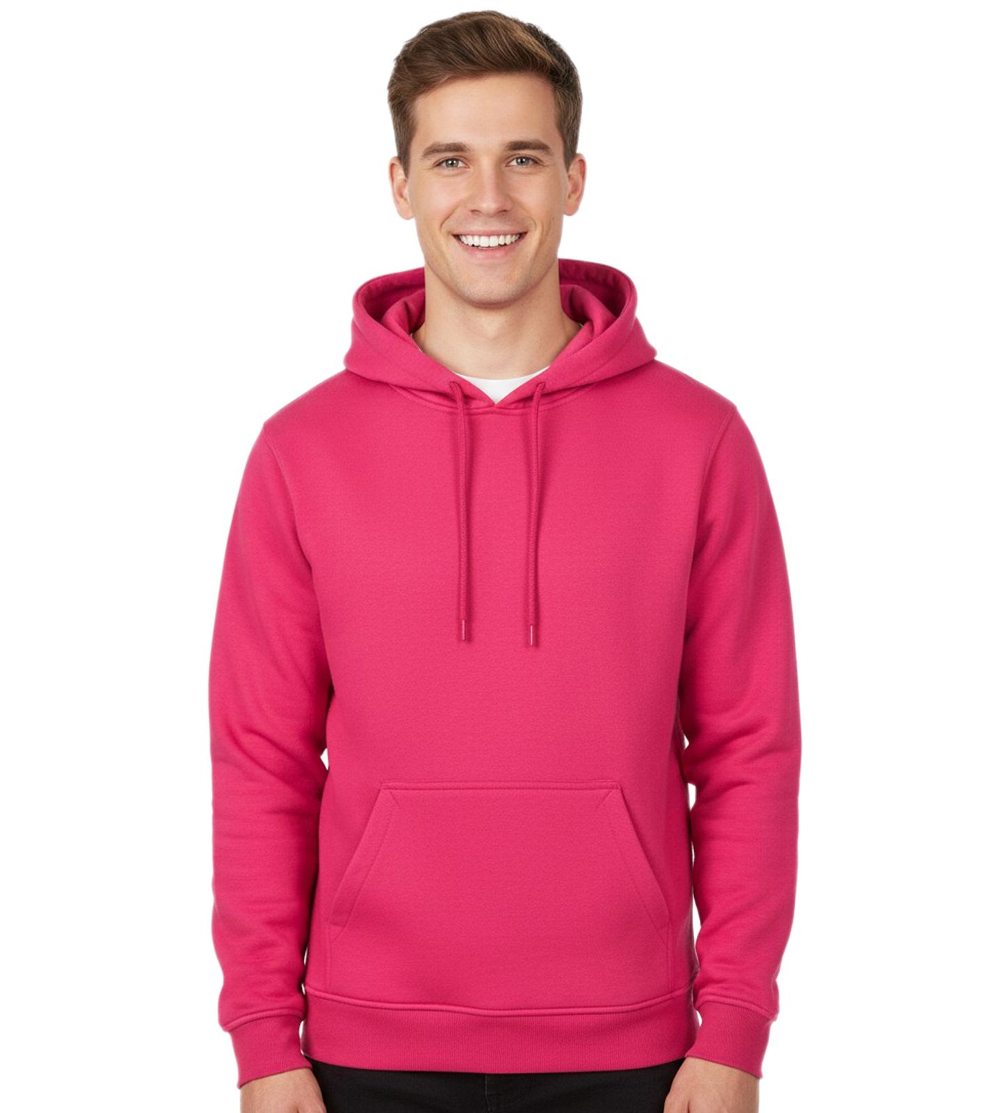 DEF MERCH Herren Kapuzen-Pullover Baumwoll-Hoodie mit Eingriffstaschen Sweater BY011 Hibiskus Pink