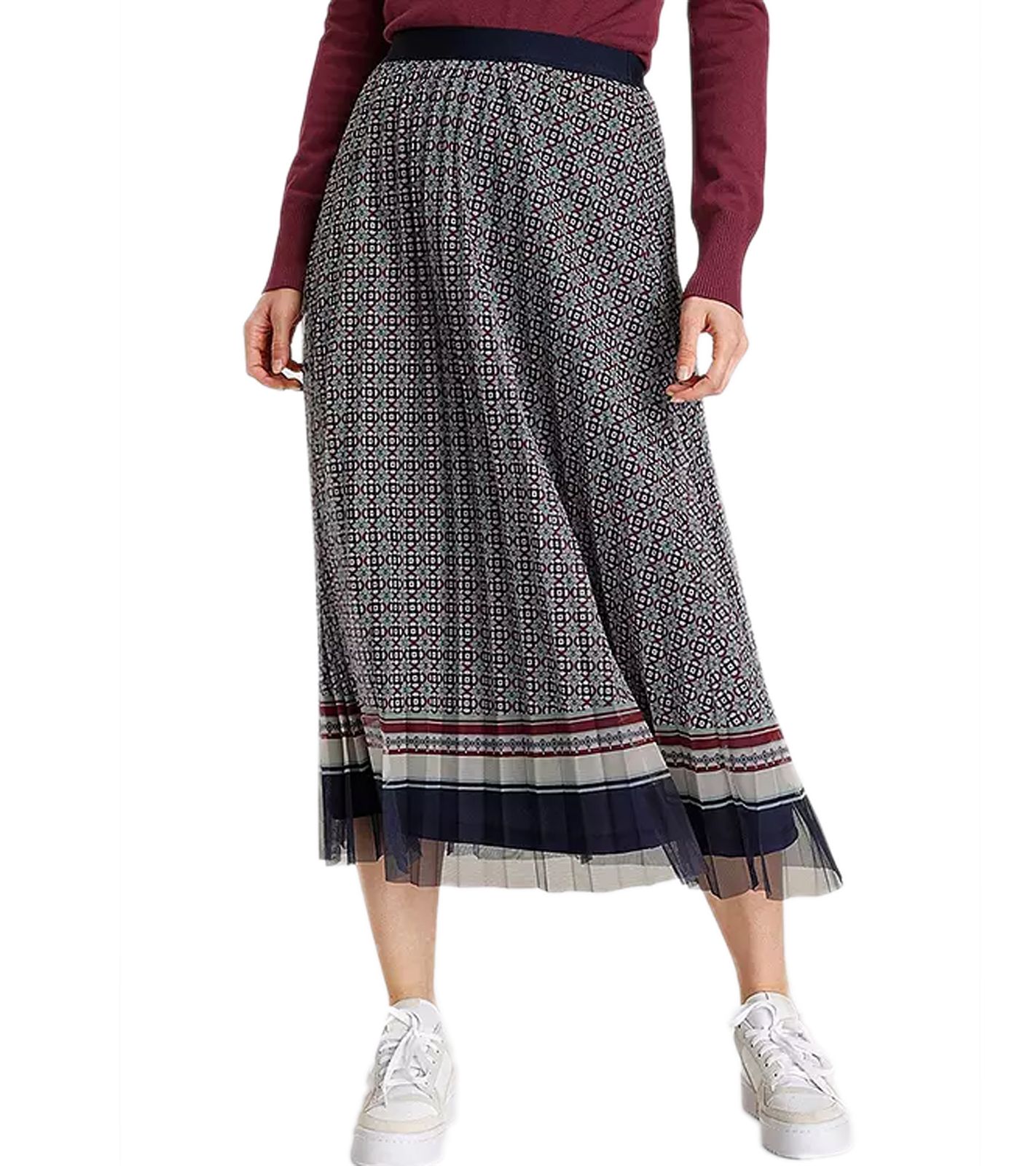 DELMAO Damen Rock stylischer Maxi-Rock Plissee-Rock mit Falten 60748663 Blau/Rot