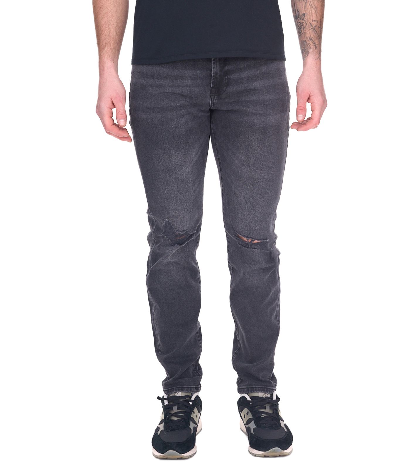 Denim Project Herren Jeans nachhaltige Slim Fit Hose im Destroyed-Look Baumwoll-Hose DP-10022-106 281 Schwarz