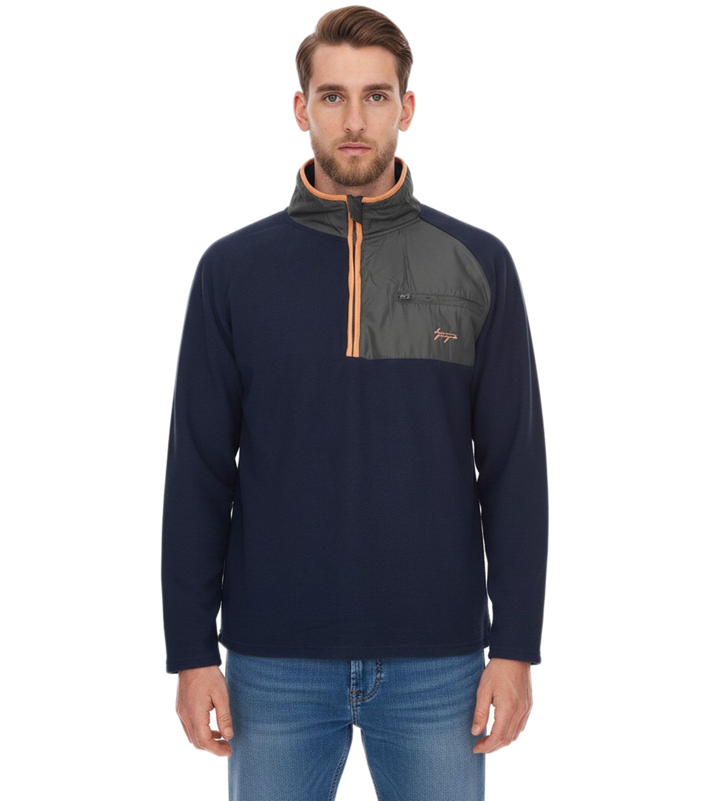 Denim Project Herren Teddy-Fleecejacke mit Brusttasche Fleece-Jacke DP-10023-127 578 Dunkelblau