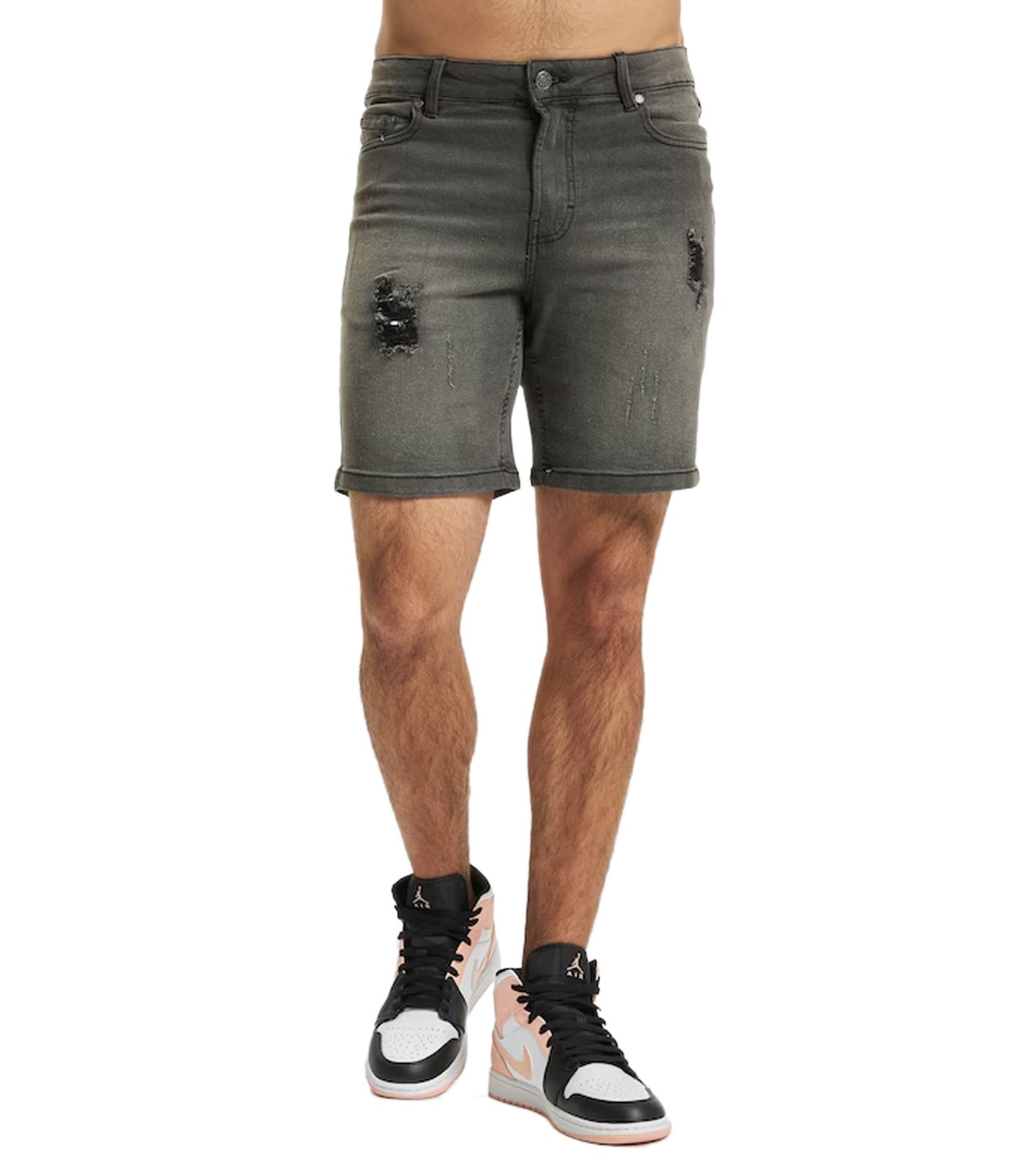 Denim Project Sync Herren Jeans Bermuda-Shorts im Used Look Sommer-Shorts DP-Coll2-004 423 Grau