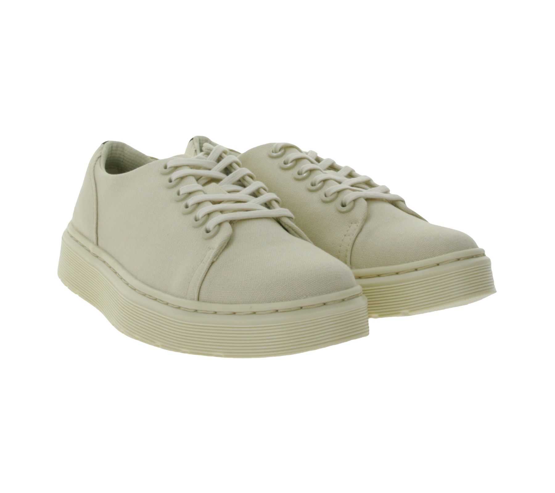 Dr. Martens Dante Damen Low-Top Sneaker klassische Canvas-Schuhe mit geprägtem Rückenriemen 30820292 Beige