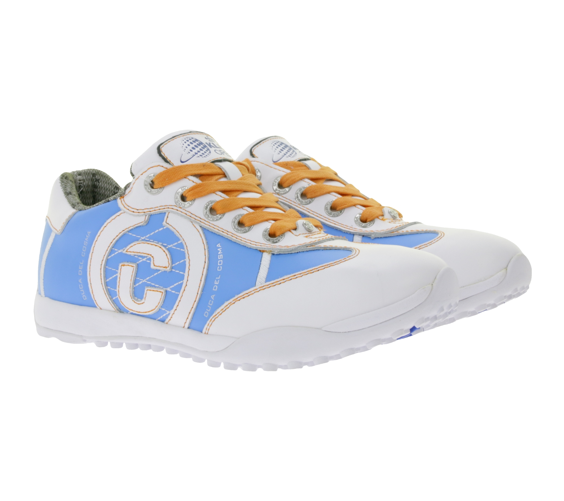DUCA DEL COSMA Klm Open Unisex Golf-Schuhe mit Bootie-System Echtleder-Schuhe Sport-Schuhe 120981-20 Weiß/Blau