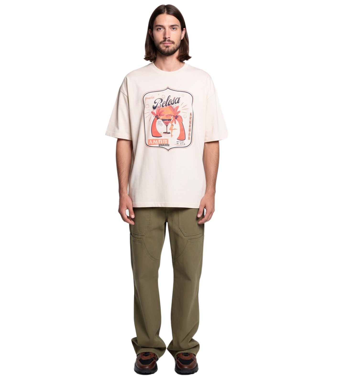 DWD Studioz Ipanema Herren Loose Fit Cargo-Hose Baumwoll-Hose Denim-Hose Oliv-Grün
