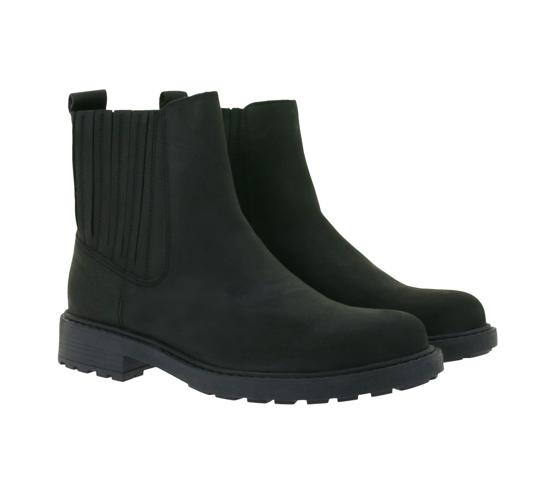Elegante Clarks Orinoco2 Mid Echt-Leder Damen Chelsea-Boot Stiefelette 26161664 Schwarz