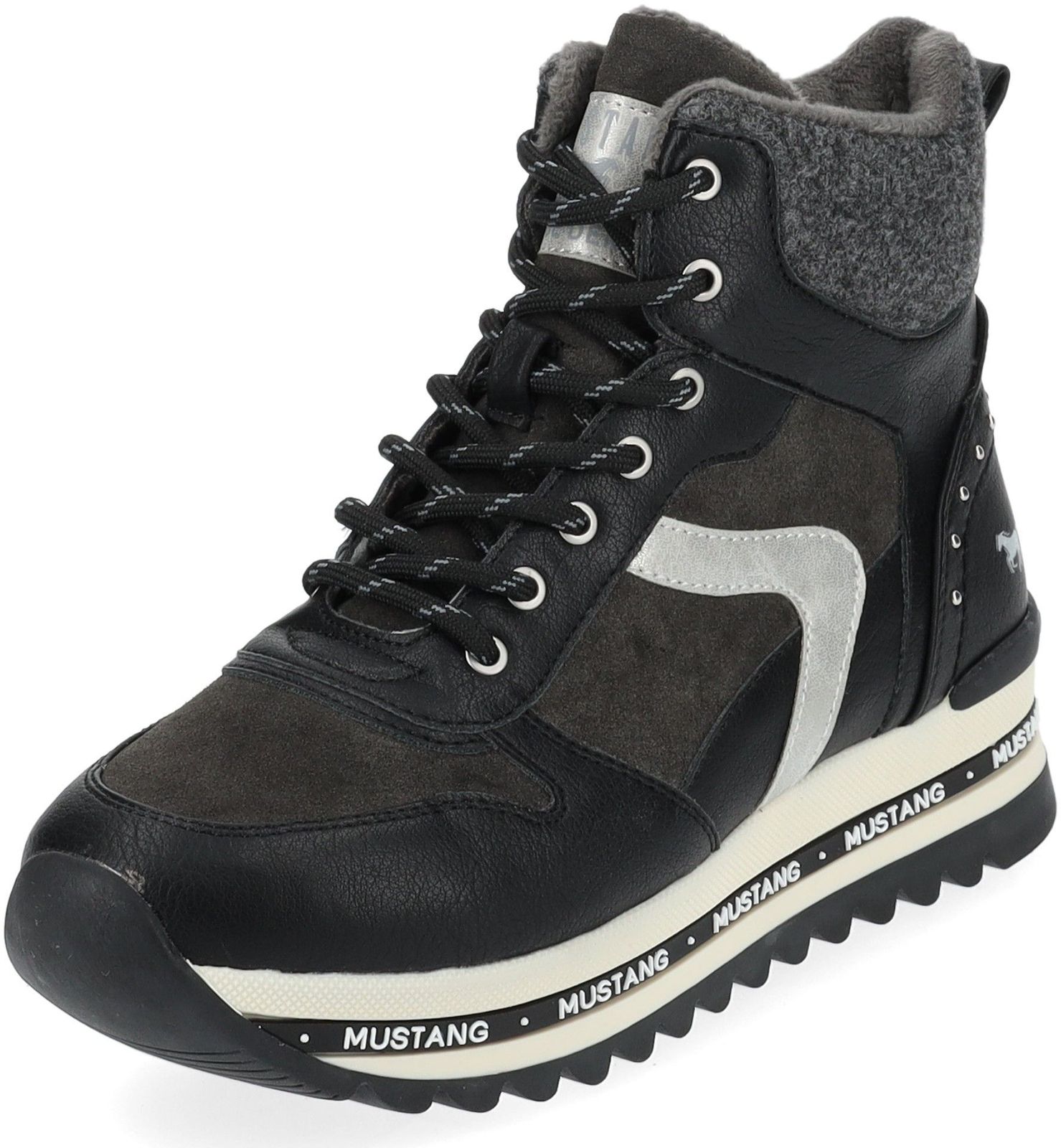 Elegante MUSTANG Stiefelette Schnürschuhe für Damen 1364-505-9 Schwarz