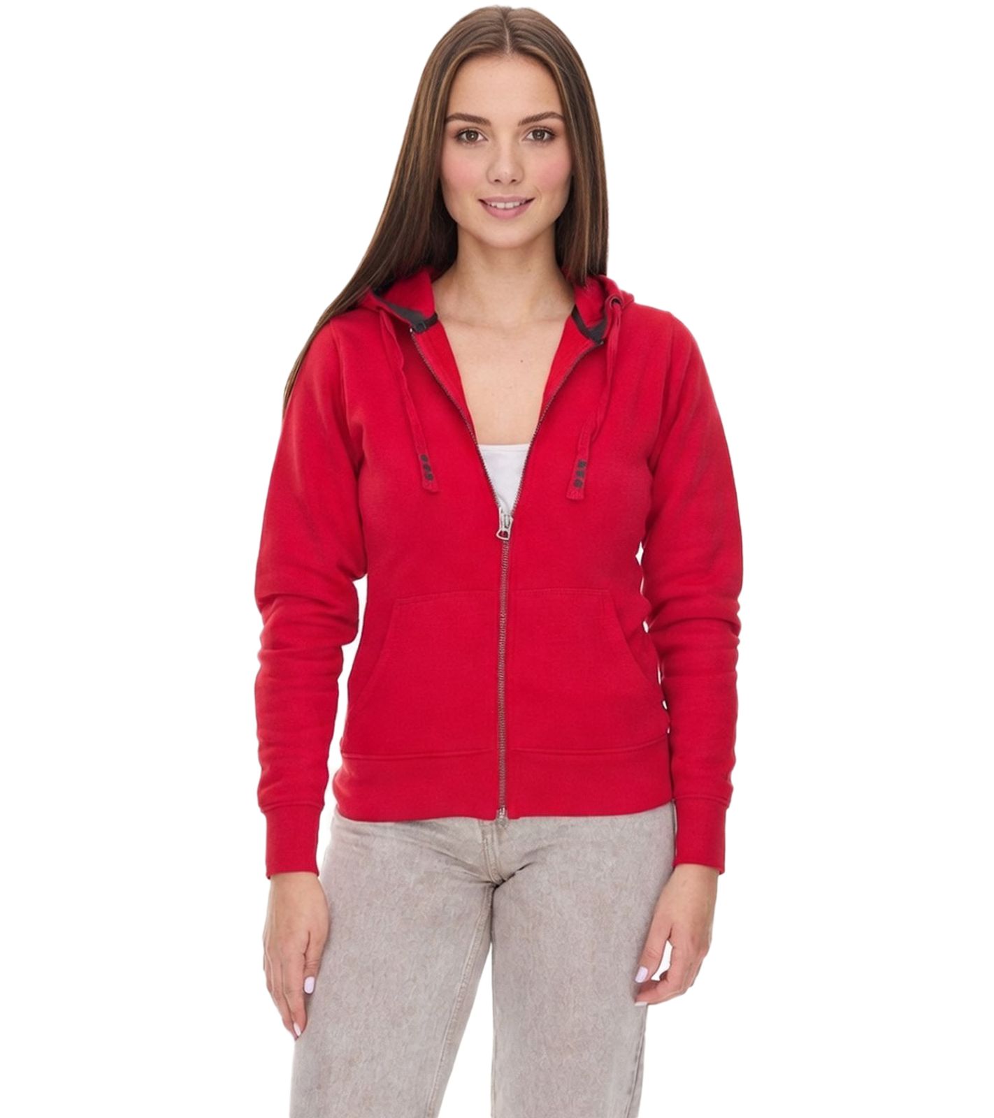 Elevate Arora Damen Sweat-Jacke mit Kapuze 300 g/m2 schlichte Baumwoll-Jacke Pullover 3821225 Rot