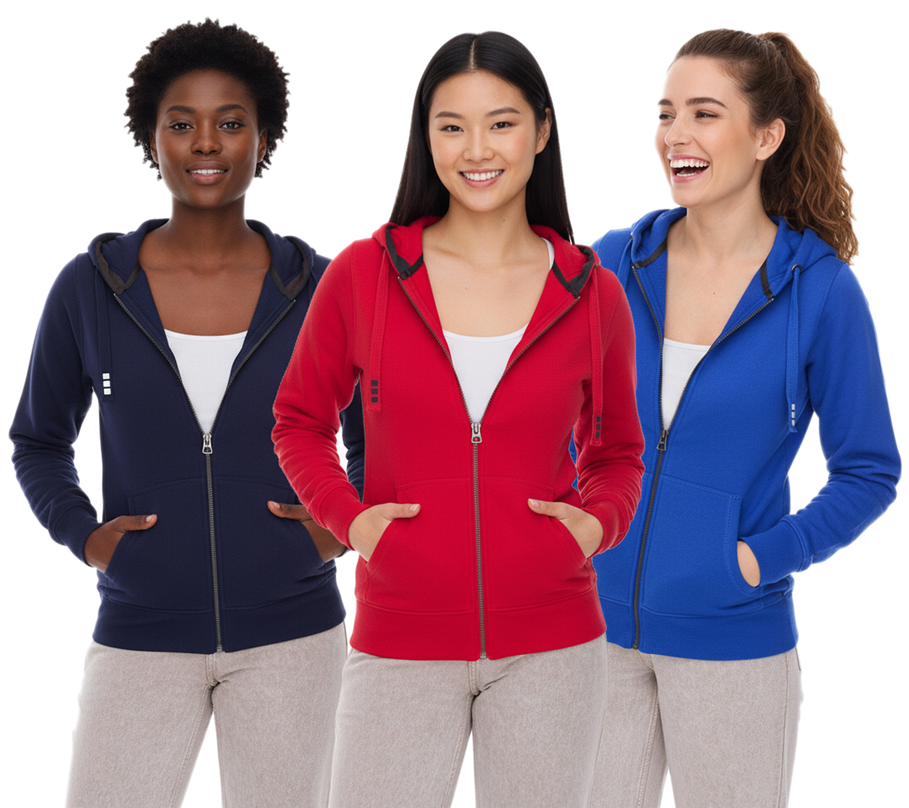 Elevate Arora Damen Sweat-Jacke mit Kapuze 300 g/m2 schlichte Baumwoll-Jacke Pullover Blau, Rot oder Dunkelblau