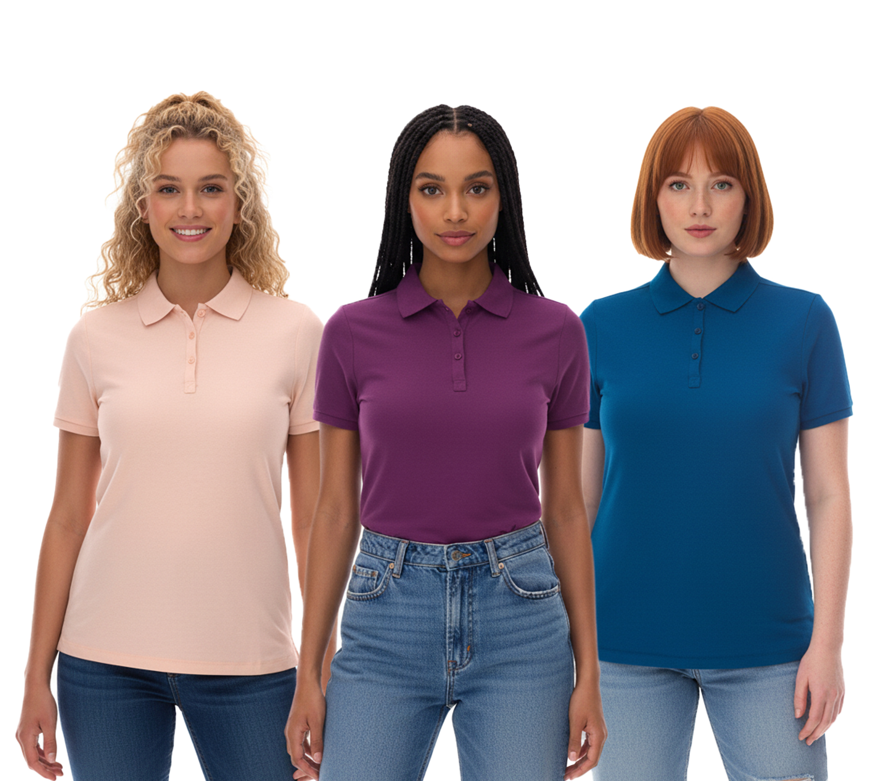 ELEVATE Calgary Damen Polo-Shirt Baumwolle Polo-Hemd Pique-Strick 200 g/m² Rosa-Blush, Lila oder Blau