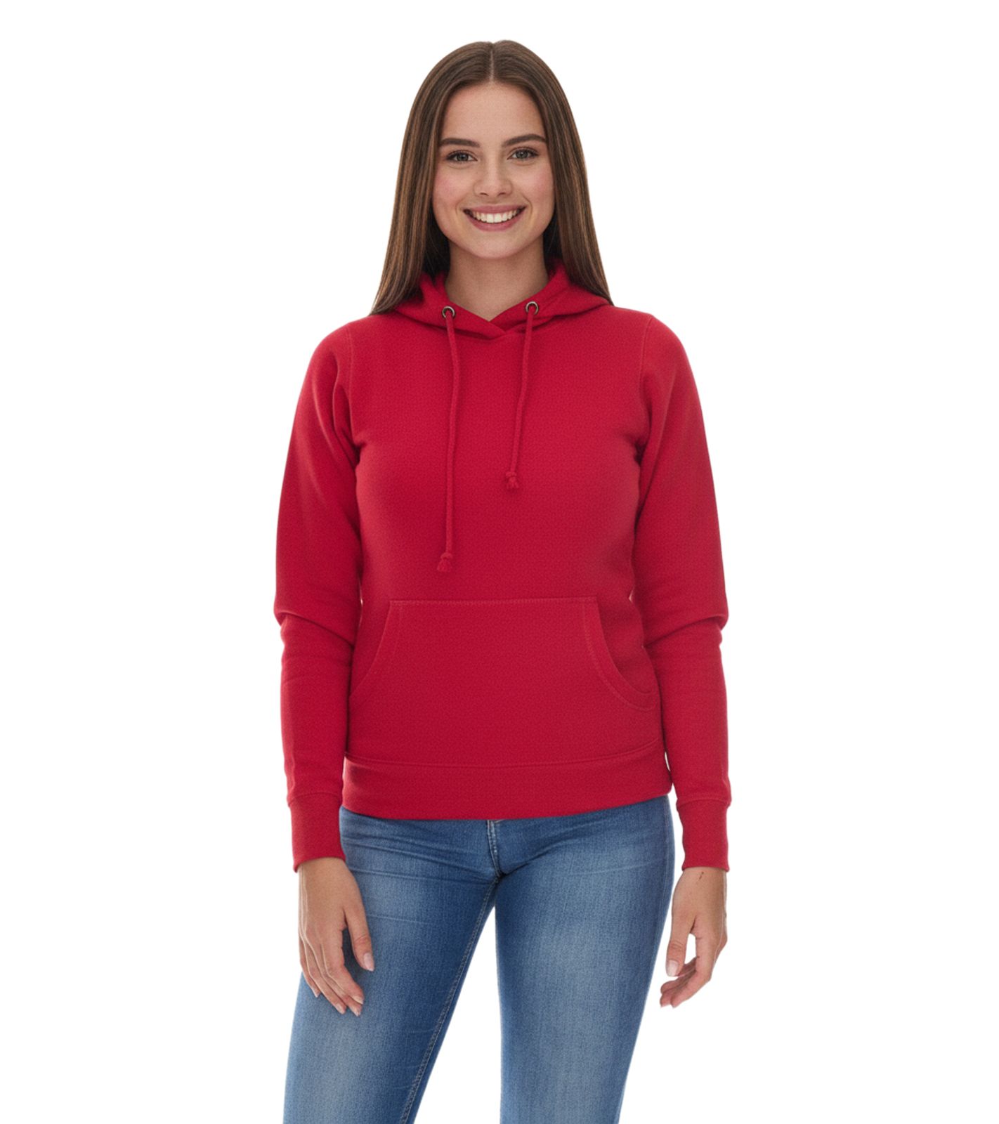 Elevate Charon Damen Hoodie schlichter Baumwoll-Pullover mit Kängurutasche Sweater 3823421 Rot