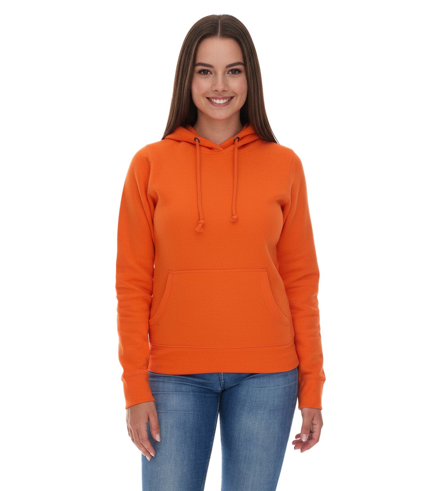 Elevate Charon Damen Hoodie schlichter Baumwoll-Pullover mit Kängurutasche Sweater 3823431 Orange
