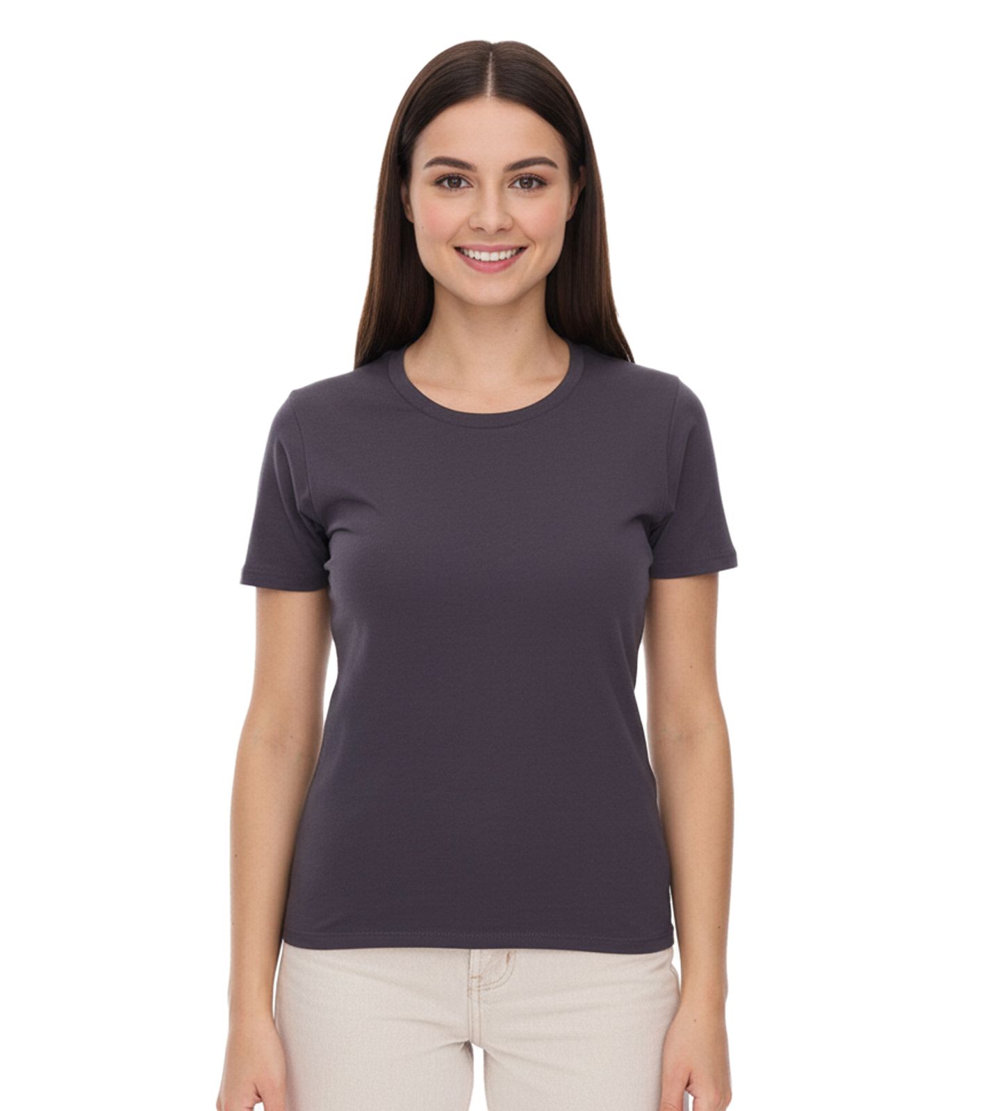 ELEVATE Heros Damen T-Shirt schlichtes Baumwoll-Shirt 150 g/m2 Basic-Shirt Unterzieh-Shirt 3802989 Dunkelgrau