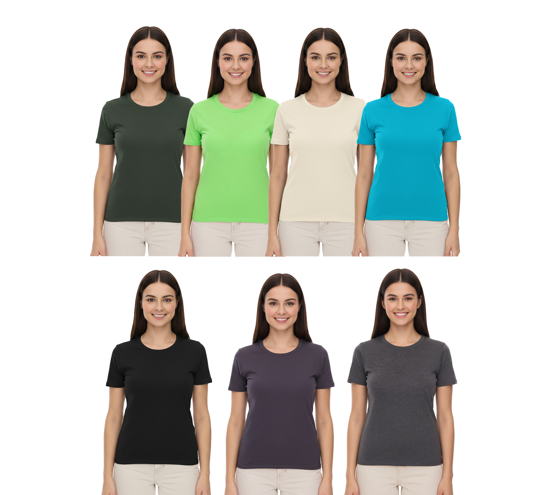 ELEVATE Heros Damen T-Shirt schlichtes Baumwoll-Shirt 150 g/m2 Basic-Shirt Unterzieh-Shirt Dunkelgrün, Dunkelgrau, Dunkelgrau meliert, Schwarz, Beige, Apfelgrün oder Hellblau
