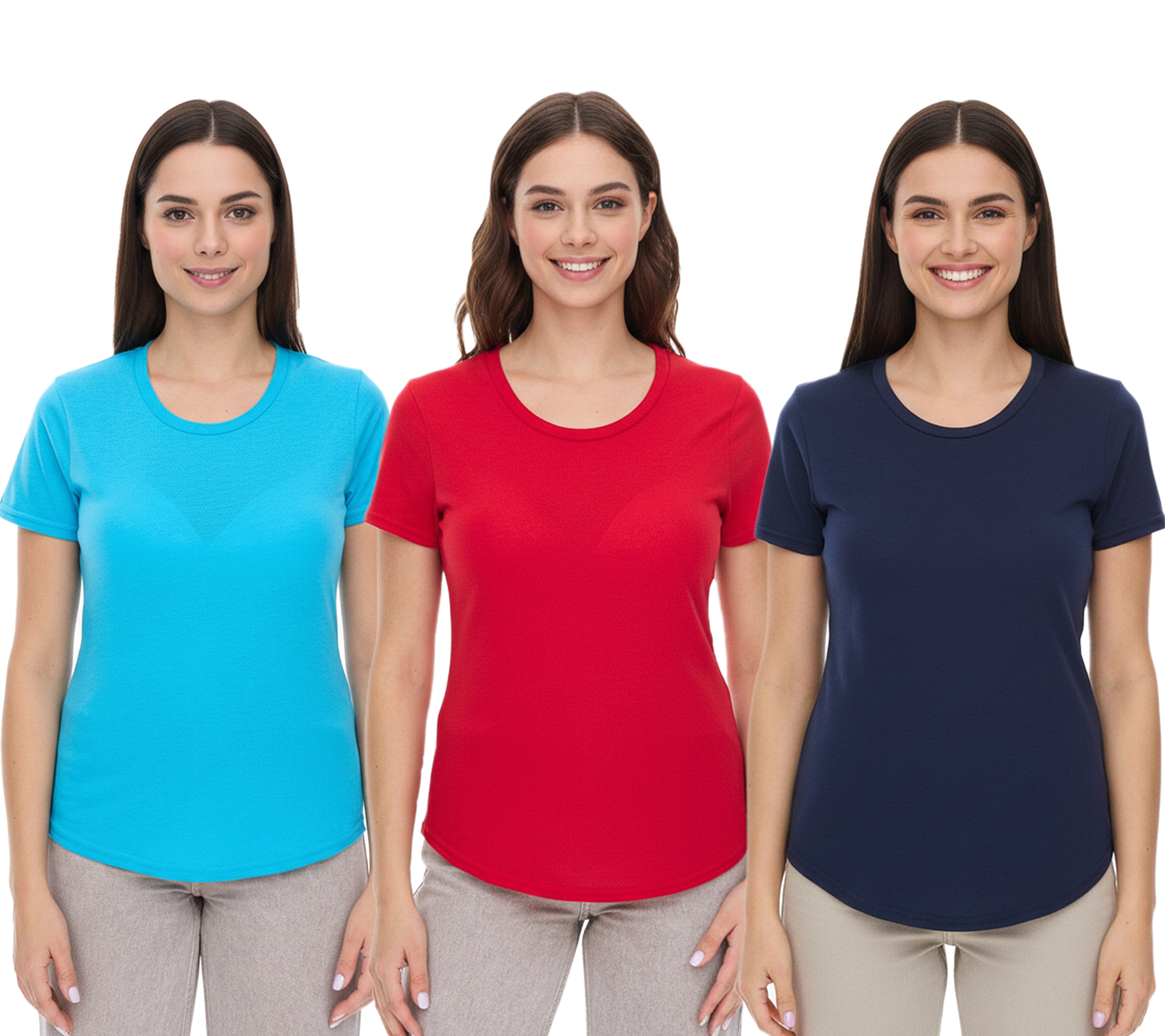 ELEVATE Jade Damen T-Shirt nachhaltiges Kurzarm-Shirt 160 g/m2 Basic-Shirt Unterzieh-Shirt Hellblau, Navy oder Rot