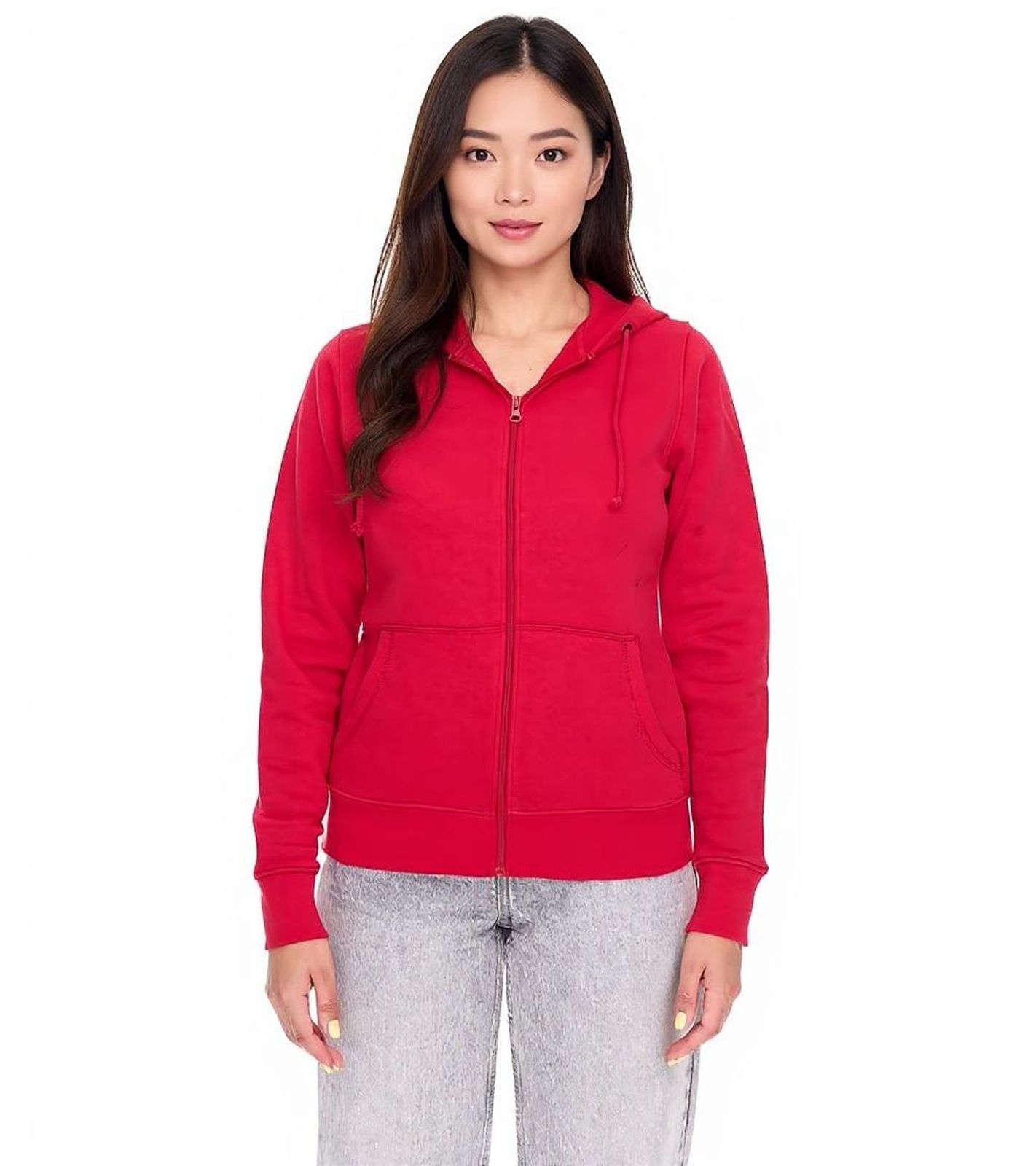 ELEVATE Theron Damen Sweat-Jacke mit 240 g/m2 Baumwoll-Sweater Kapuzen-Pullover Hoodie 3823025 Rot