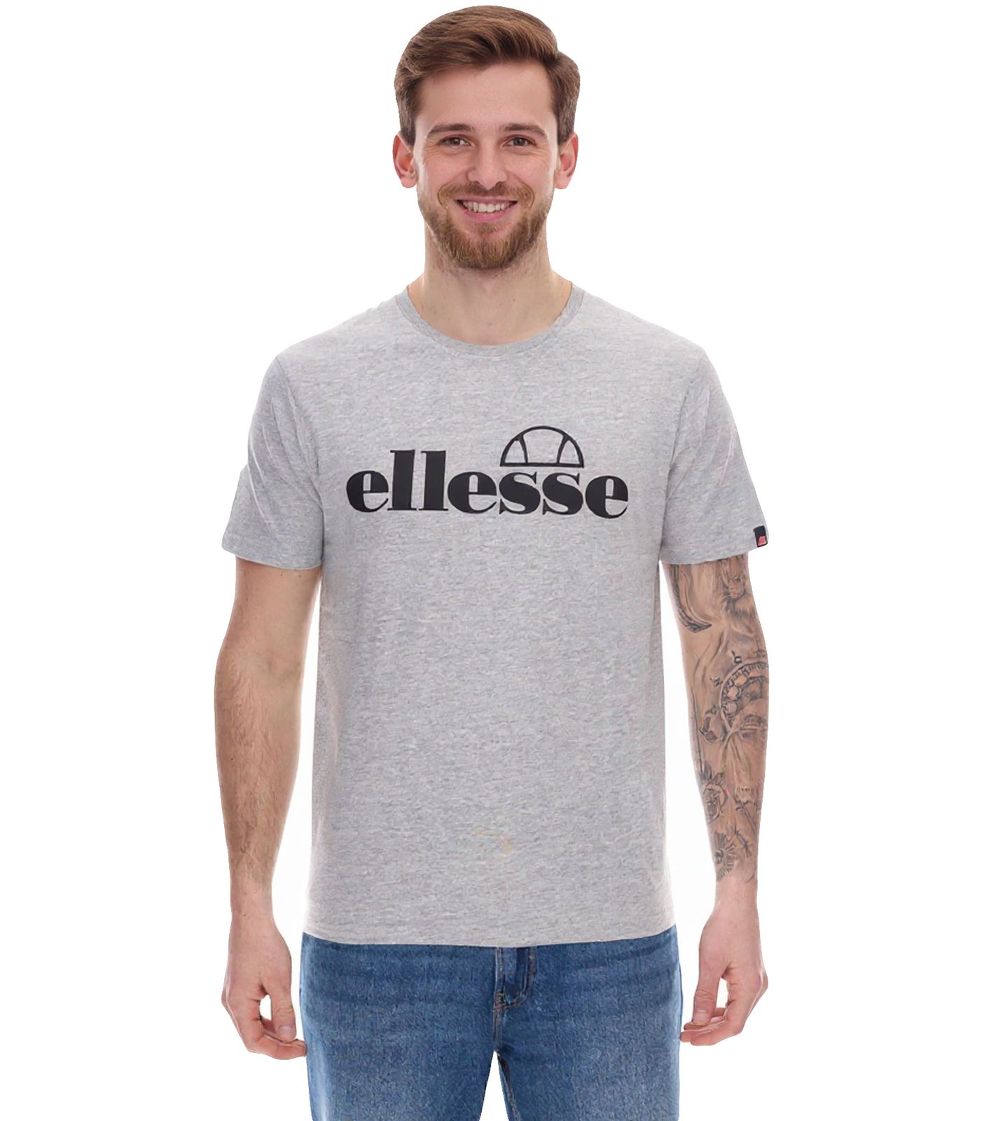 ellesse Fuenti T-Shirt Herren Baumwoll-Shirt mit Logo-Print Sport-Shirt SHP16469 Grau