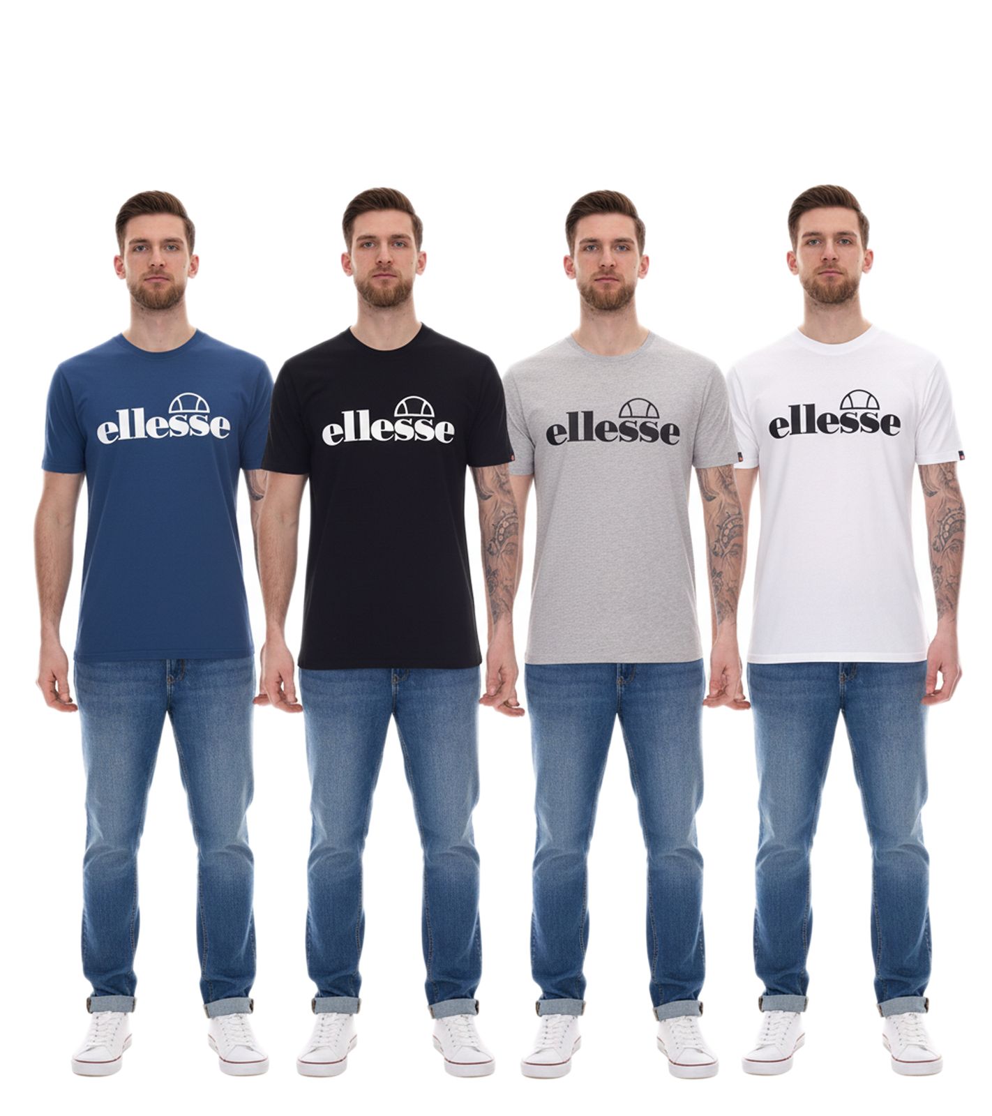 ellesse Fuenti T-Shirt Herren Baumwoll-Shirt mit Logo-Print Sport-Shirt SHP16469 in Schwarz, Weiß, Blau oder Grau