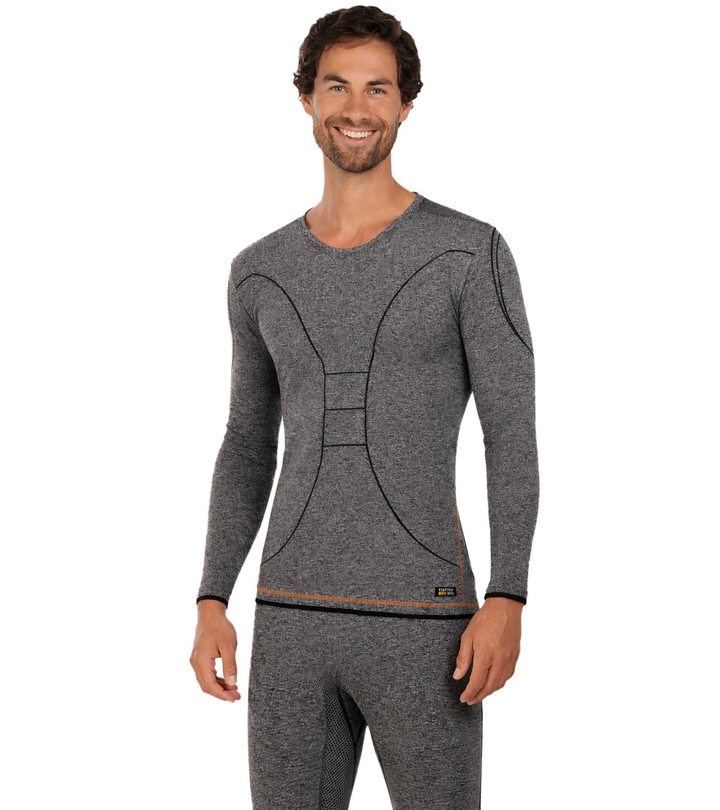 Enganliegendes TOPTEX PRO Herren Funktions-Shirt mit HydroTherm Langarm-Shirt Sport Shirt mit OEKO-TEX Standard 100 Arbeits-Shirt Grau meliert