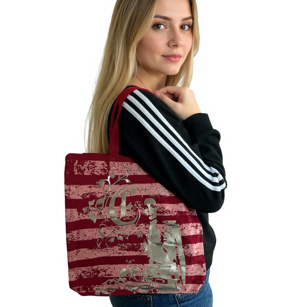 EVANESCENCE Alternative-Band Tote Bag Damen und Herren Schultertasche mit Front-Band-Logo 37x35 cm LT110946EVNO Rot/Rosa