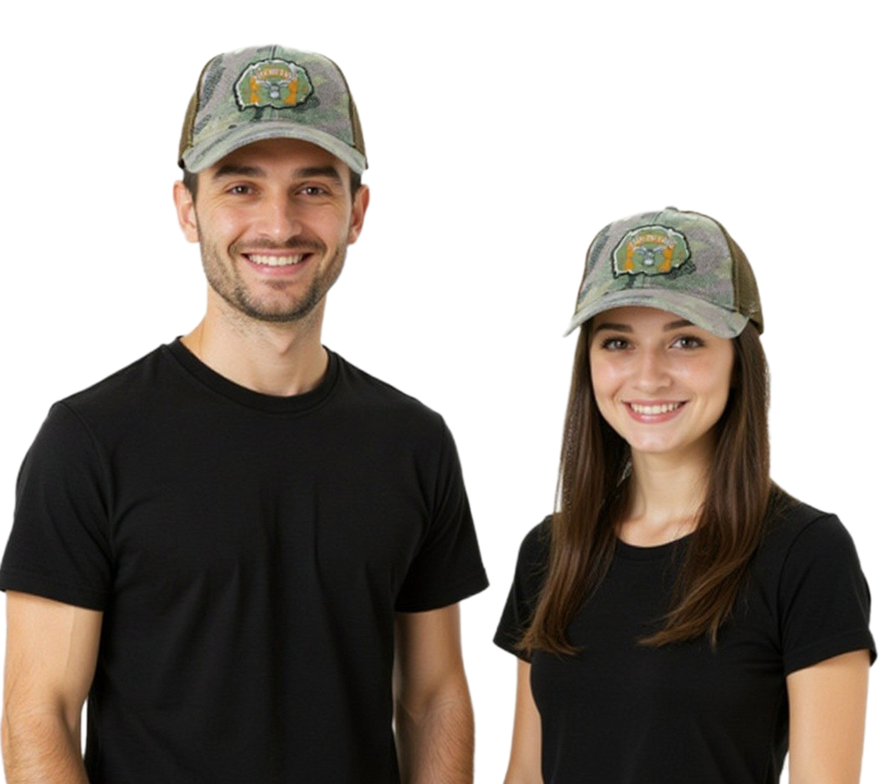 FALL OUT BOY alternative Rockband Baseball-Cap mit Logo Stickerei Trucker-Cap Camouflage TC104185FOB Grün/Braun