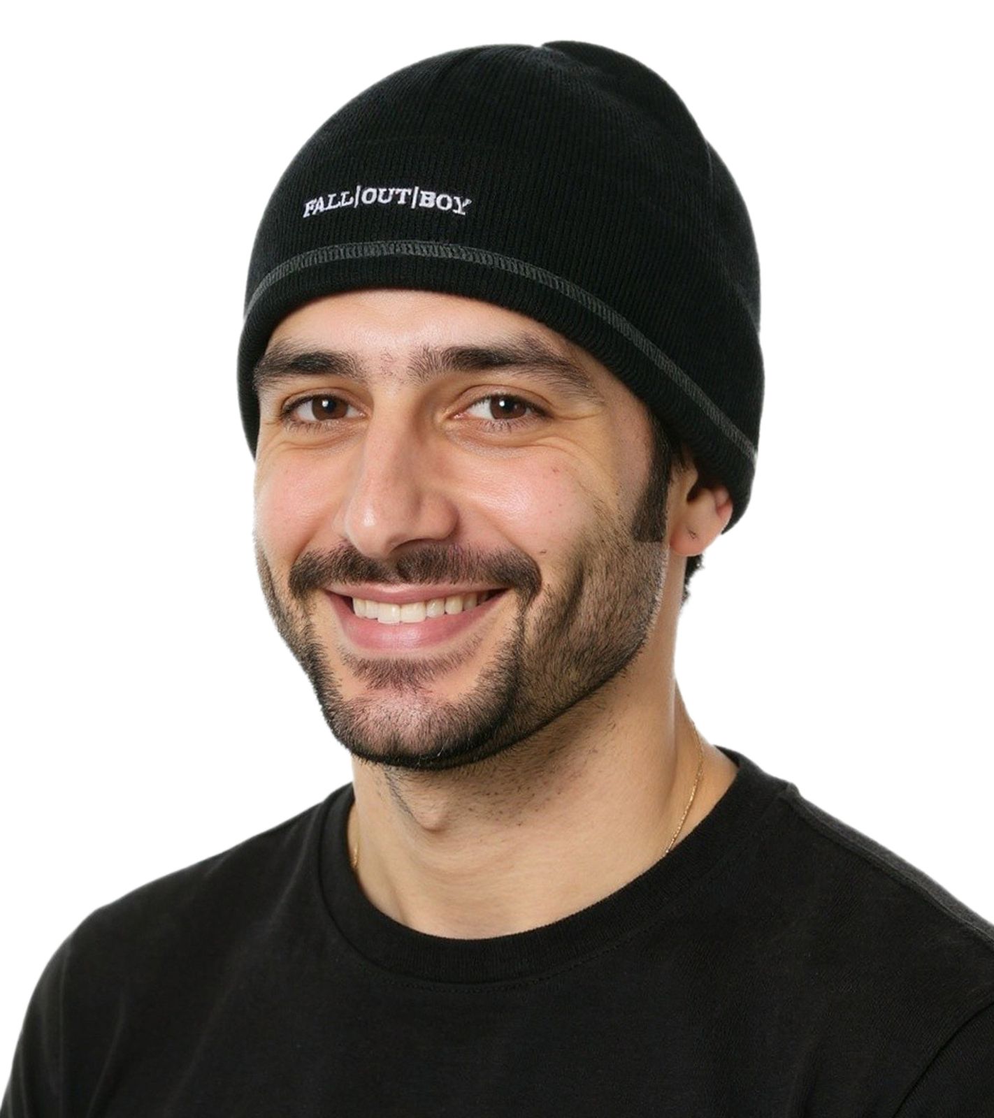 Fall Out Boy Beanie kuschelige doppellagige Strickmütze stylische Mütze Fan-Artikel KC106746FOB Schwarz