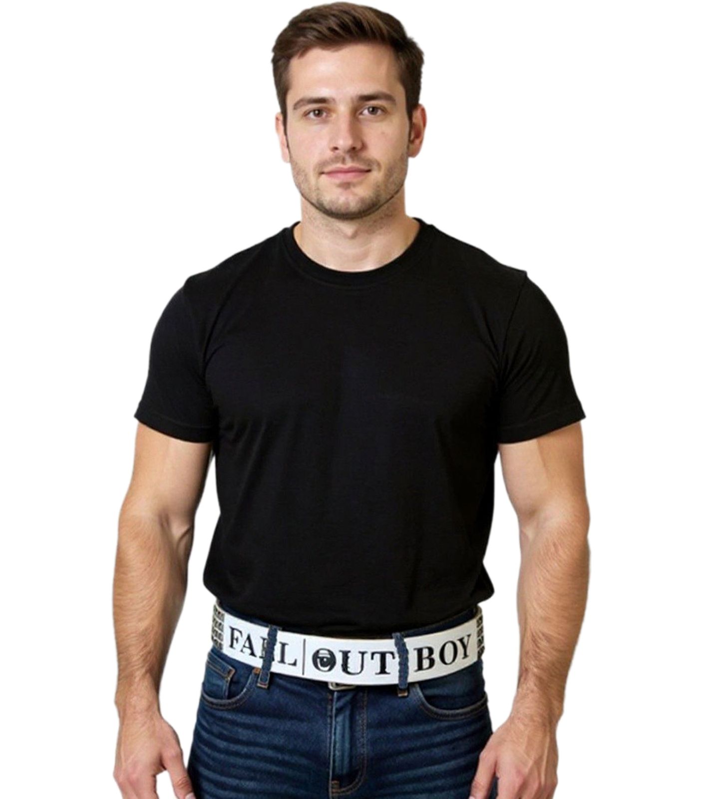 Fall out Boy Gürtel mit Logo-Schriftzug verstellbarer Freizeit-Gürtel BT104184FOB4 Weiß